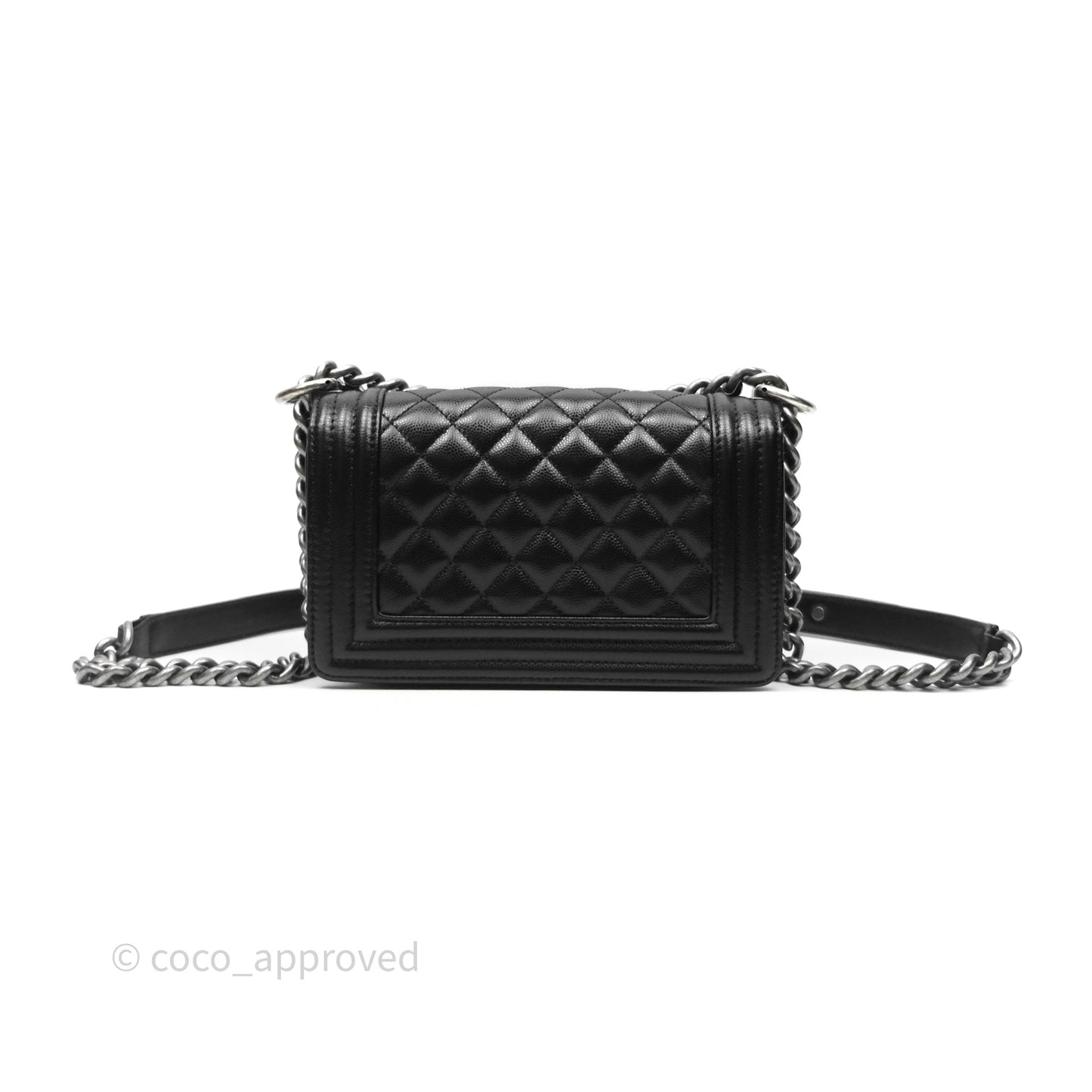 Chanel Small Boy Black Caviar Ruthenium Hardware