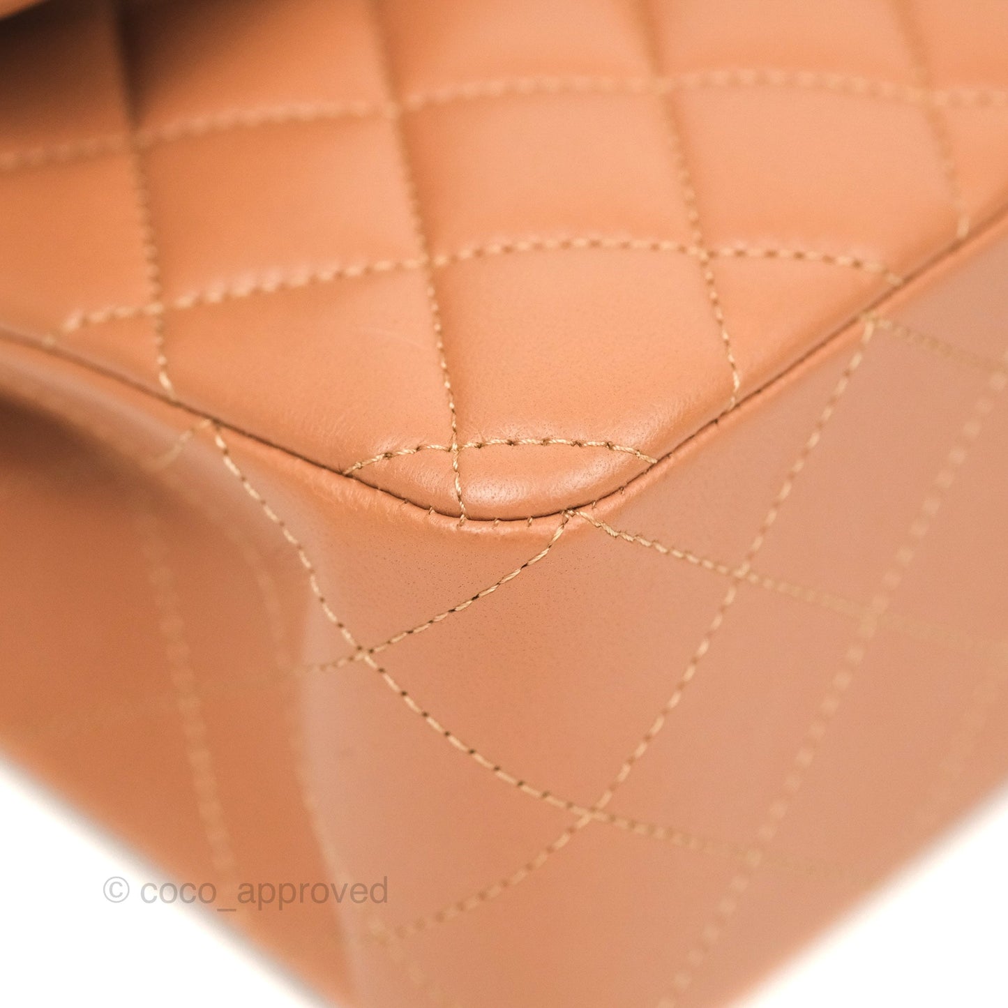 Chanel Small Classic Quilted Flap Dark Beige Caramel Lambskin Gold Hardware