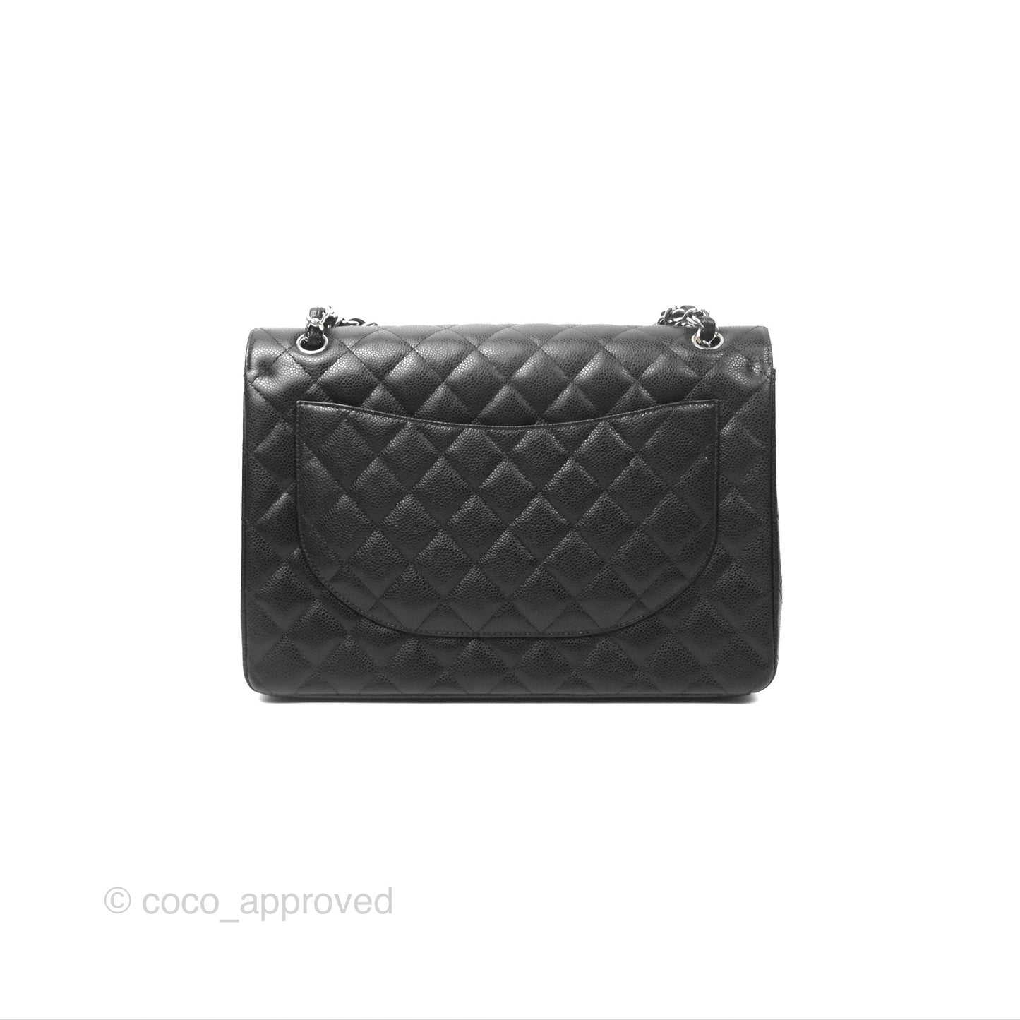 Chanel Quilted Maxi Double Flap Black Caviar Silver Hardware