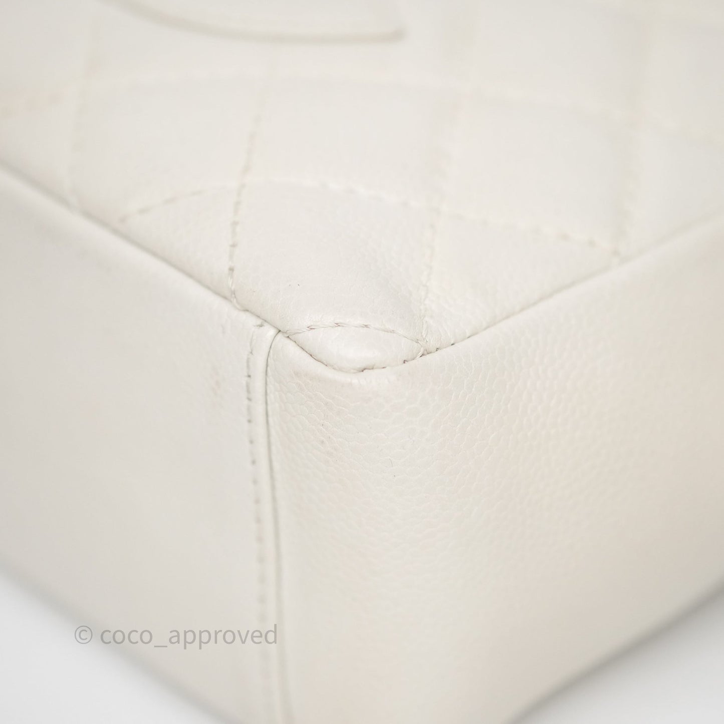Chanel Vertical GST White Caviar Silver Hardware