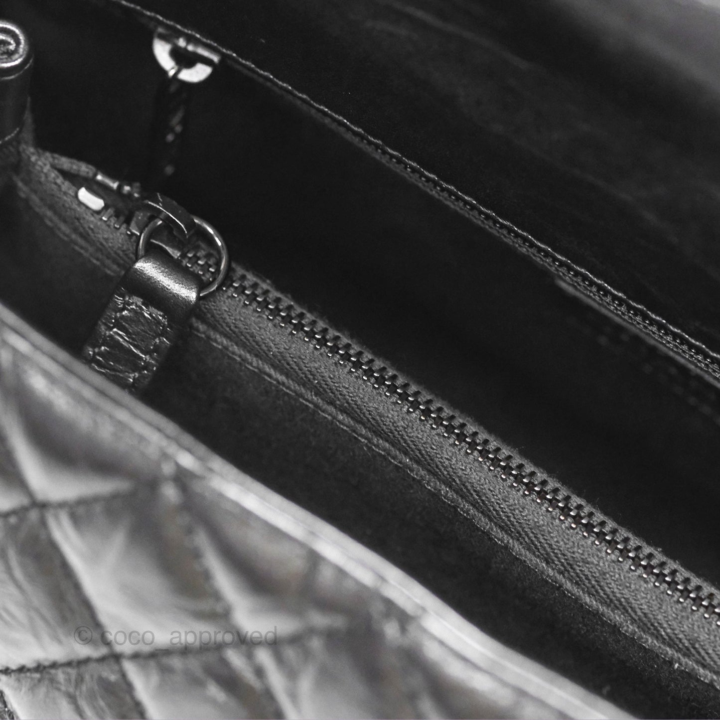 Chanel Medium Coco Handle Quilted Aged Calfskin Iridescent Dark Grey So Black Hardware