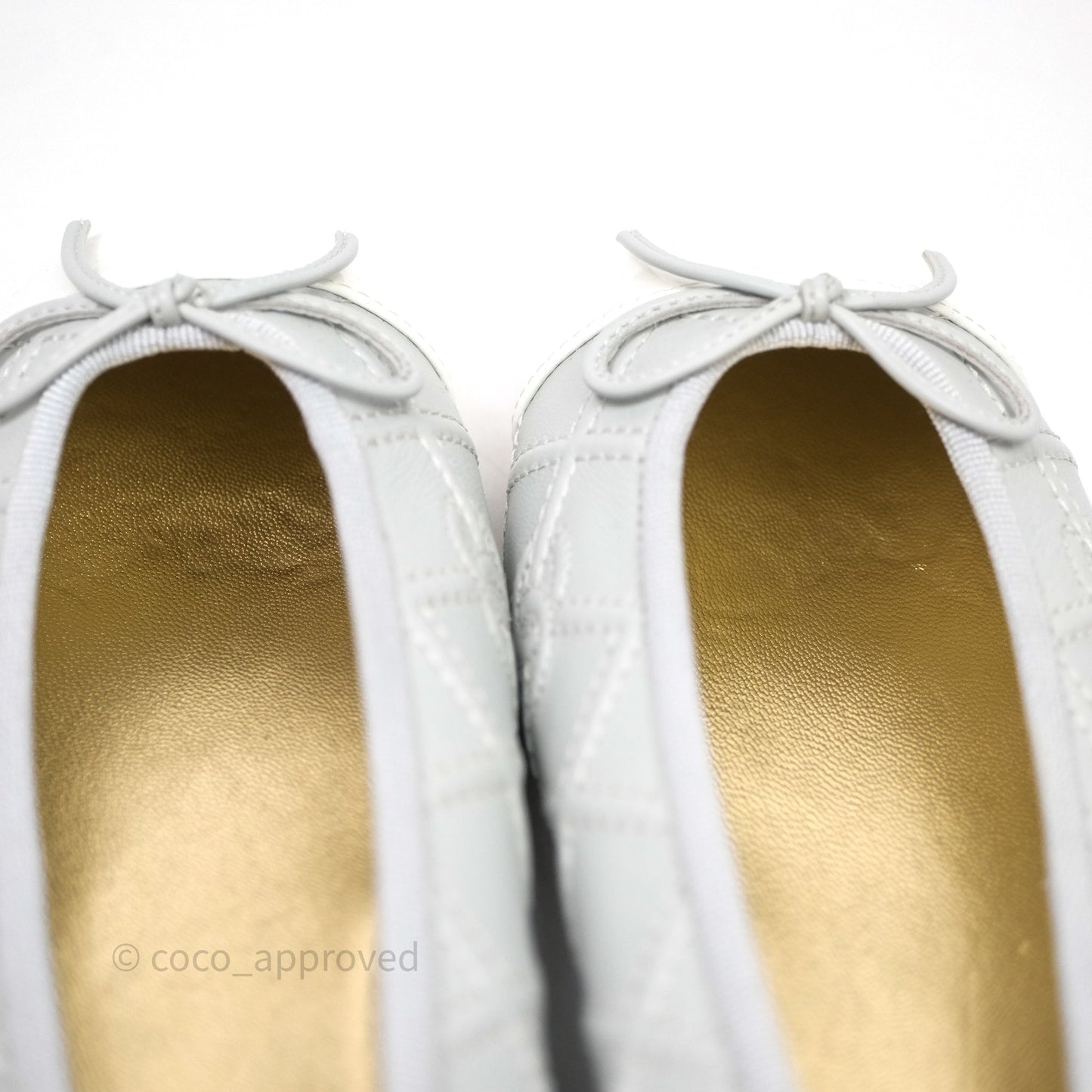 Chanel CC Quilted Grey Ballerina Flats Size 39