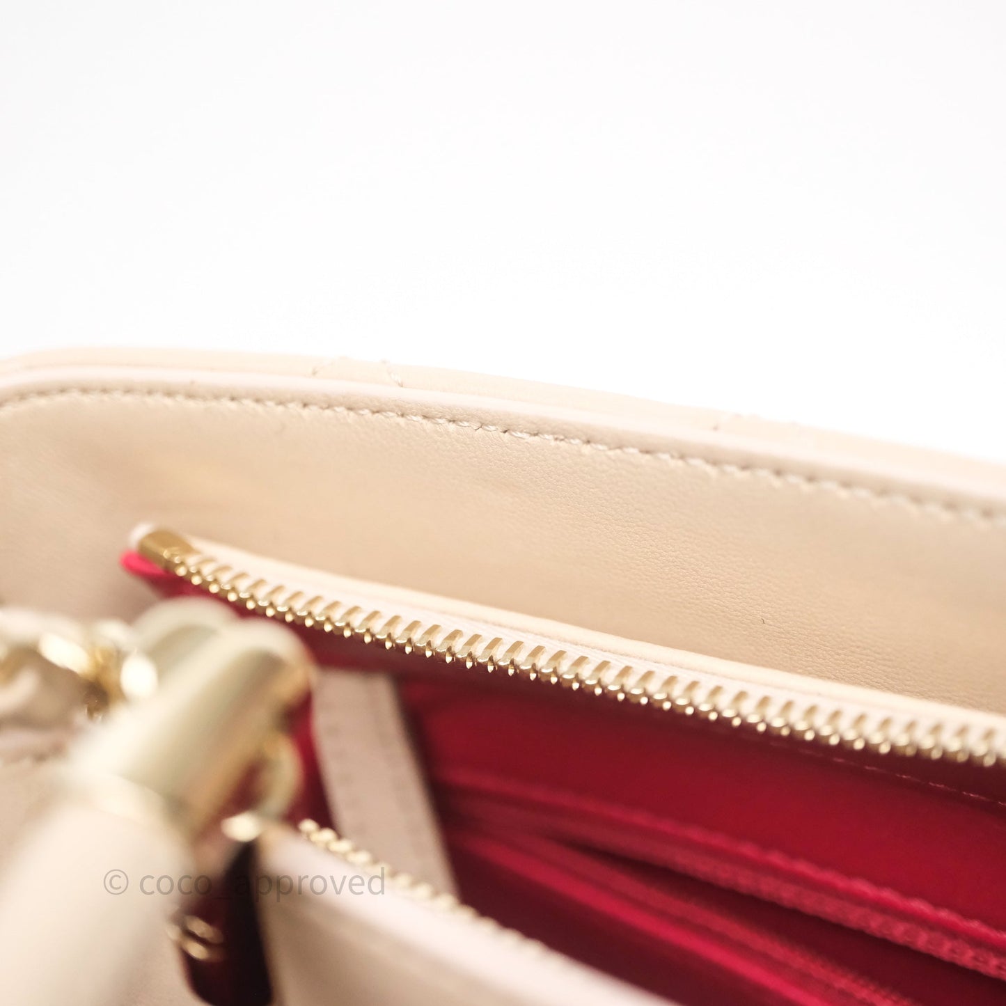 Chanel Quilted Top Handle Carry Chic Bag Beige Lambskin Gold Hardware