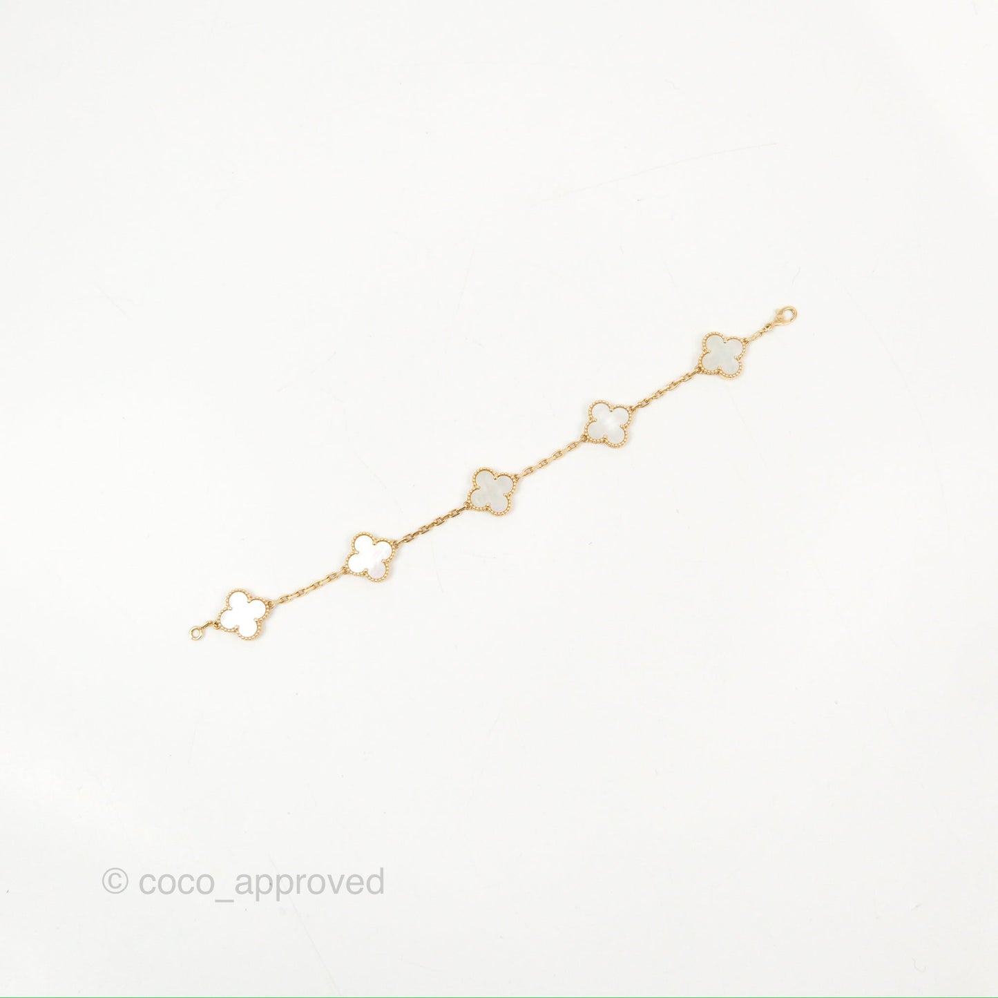 Van Cleef & Arpels Vintage Alhambra 5 Motifs White Mother-of-pearl Yellow Gold Bracelet