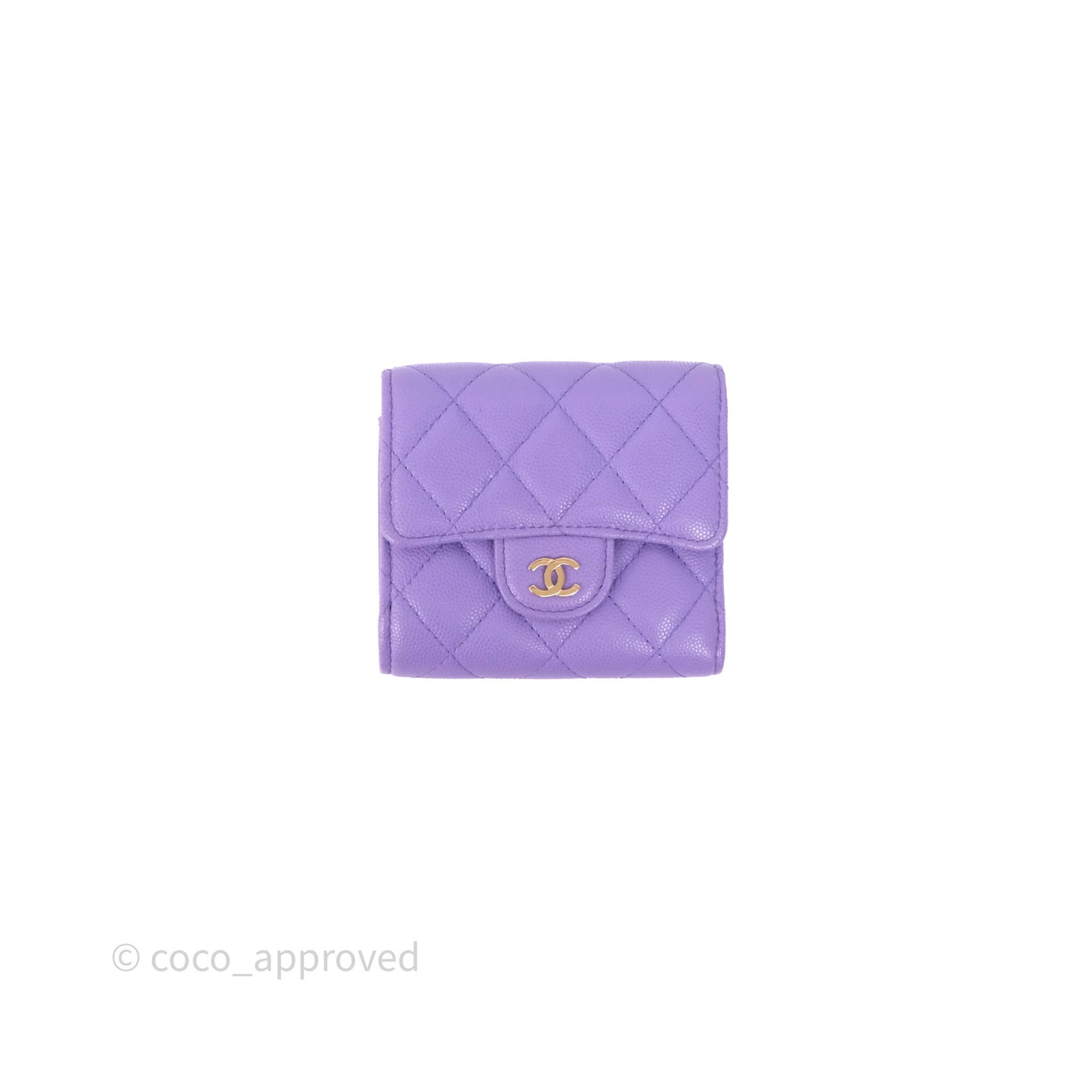 Chanel Classic Short Flap Wallet Purple Caviar Gold Hardware