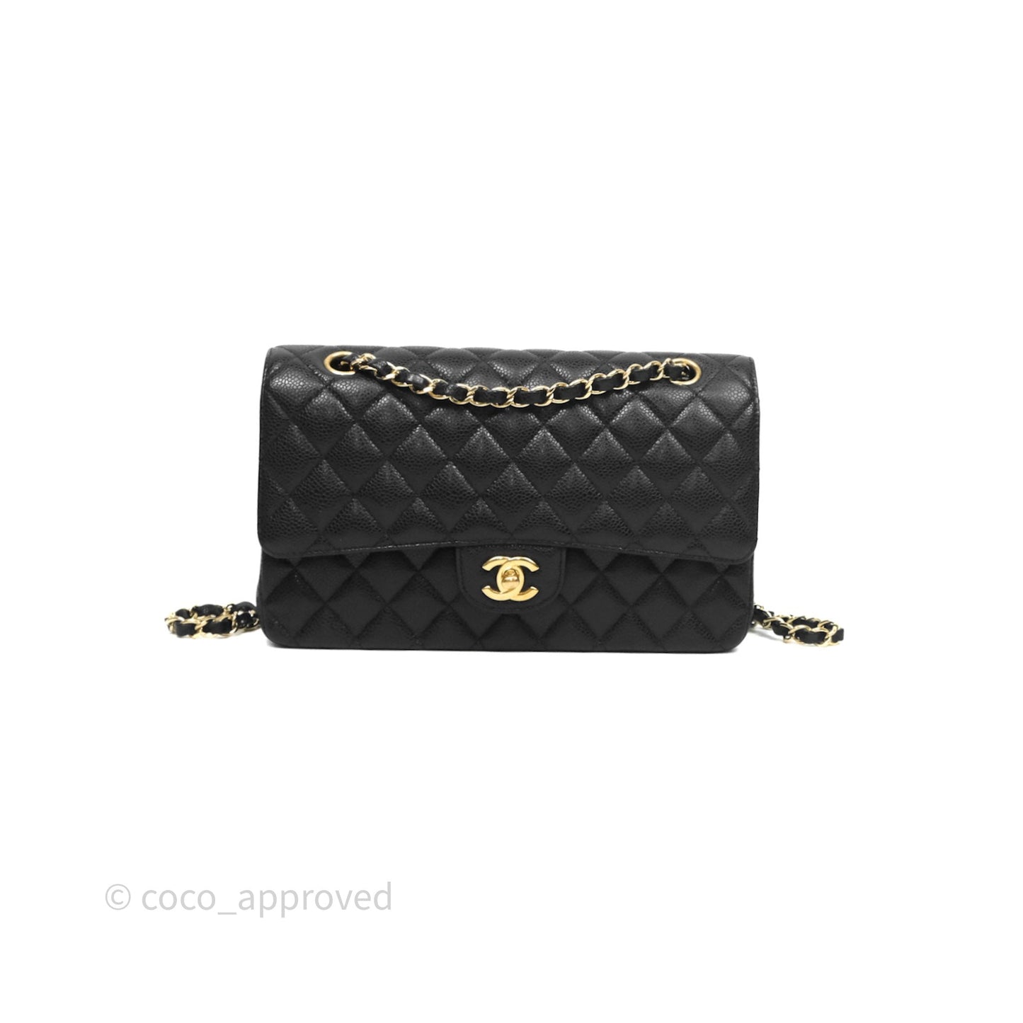 Chanel Classic M/L Medium Flap Quilted Black Caviar Gold Hardware