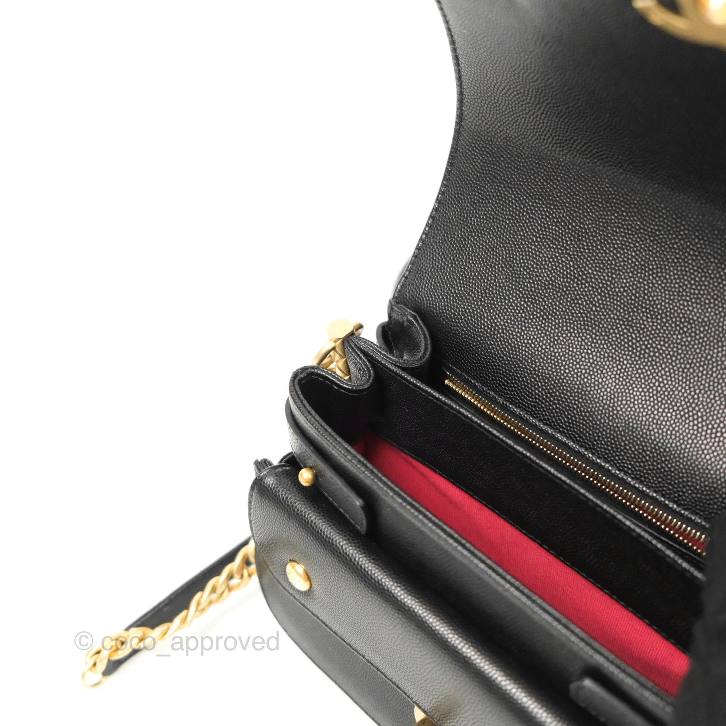 Chanel Mini Messenger Bag Black Caviar Aged Gold Hardware 21K