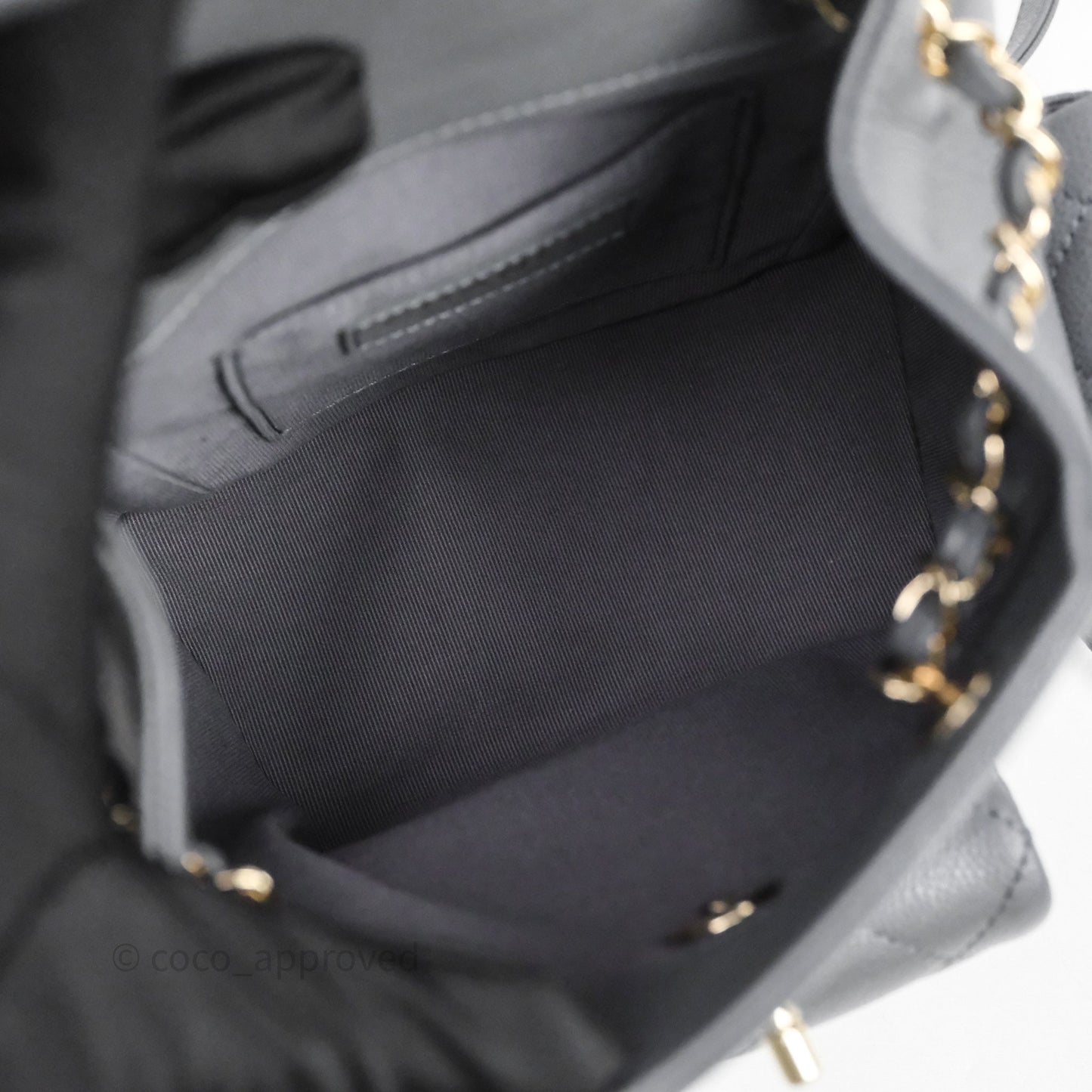 Chanel Small Duma Backpack Dark Grey Caviar Gold Hardware 23K
