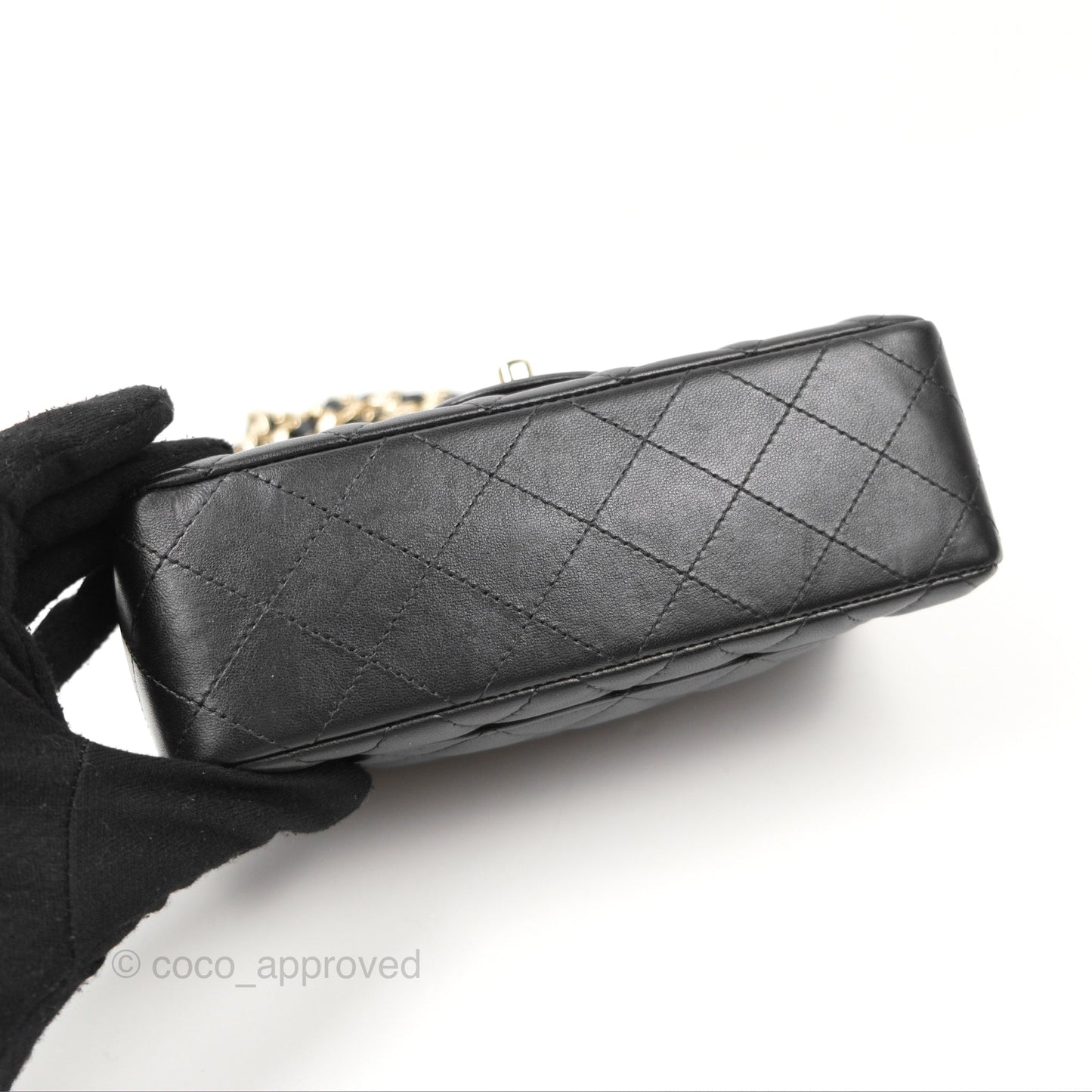 Chanel Quilted Mini Rectangular Flap With Charms Black Lambskin Gold Hardware 21C