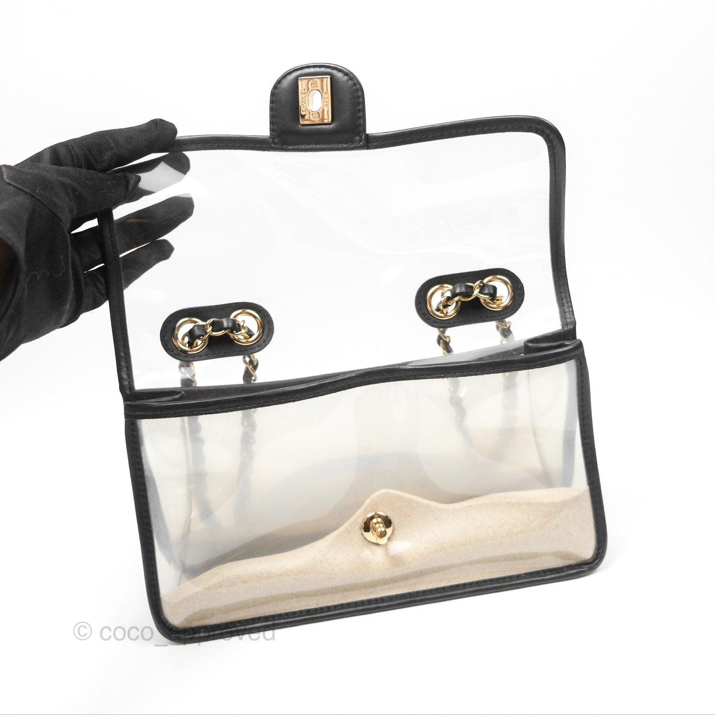 Chanel Medium Sand By The Sea PVC Flap Black Lambskin Gold Hardware