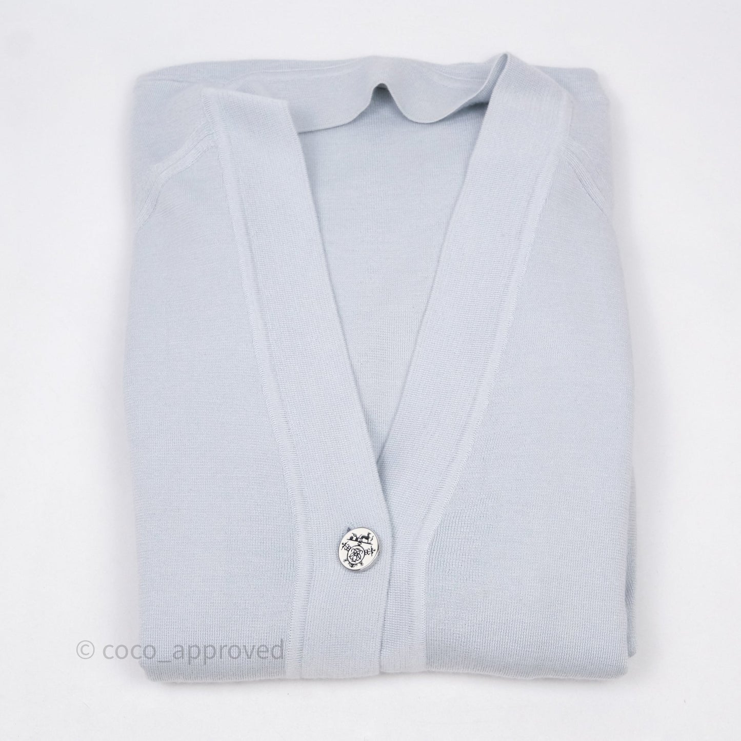 Hermès V-Neck Cardigans Silk/ Cashmere Baby Blue Size 34
