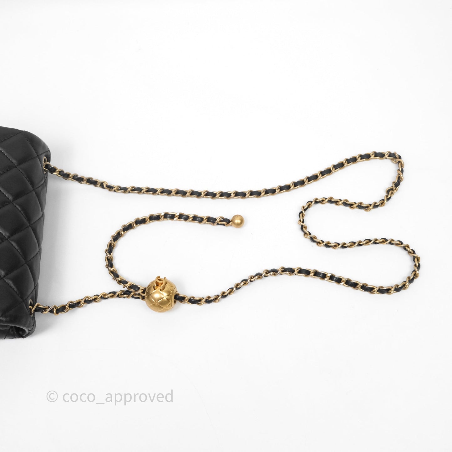 Chanel Pearl Crush Mini Square Quilted Black Lambskin Aged Gold Hardware