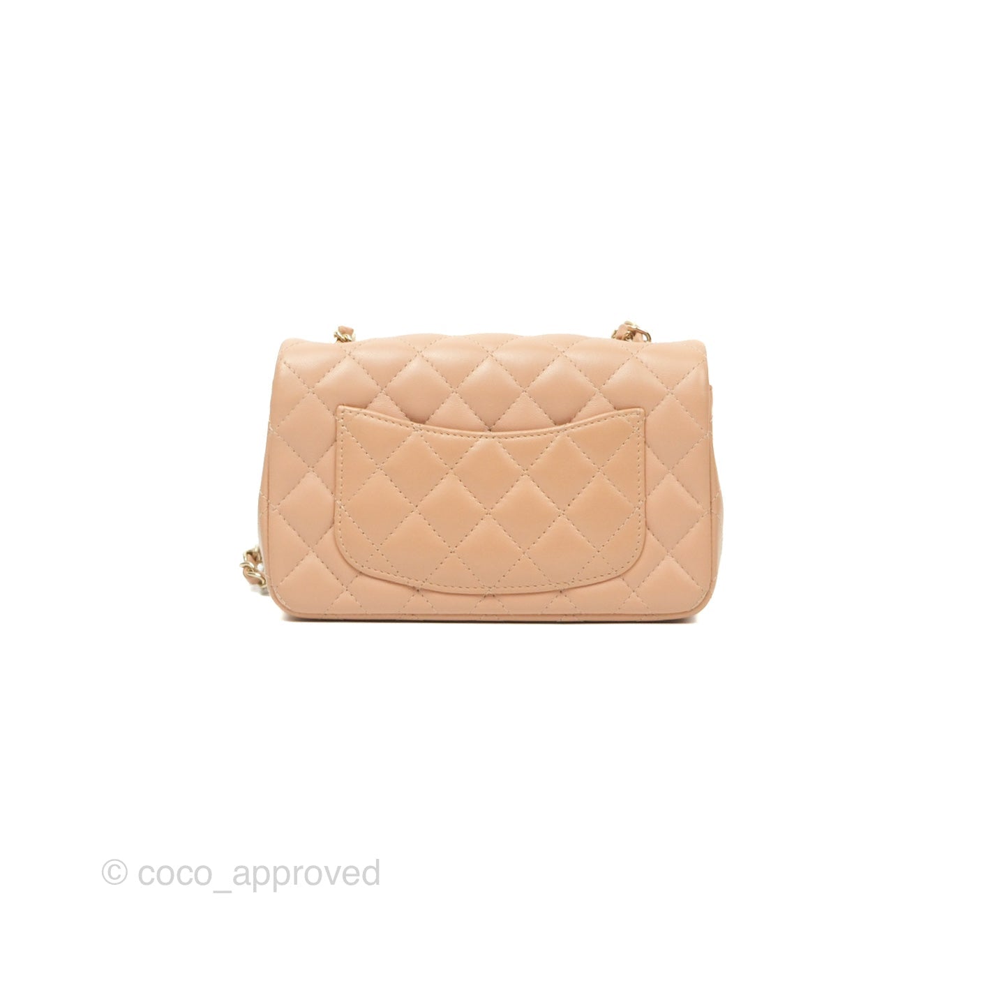 Chanel Quilted Mini Rectangular Beige Lambskin Gold Hardware