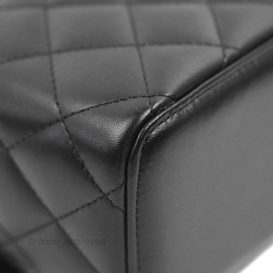 Chanel Vanity Rectangular Top Handle Black Lambskin Gold Hardware