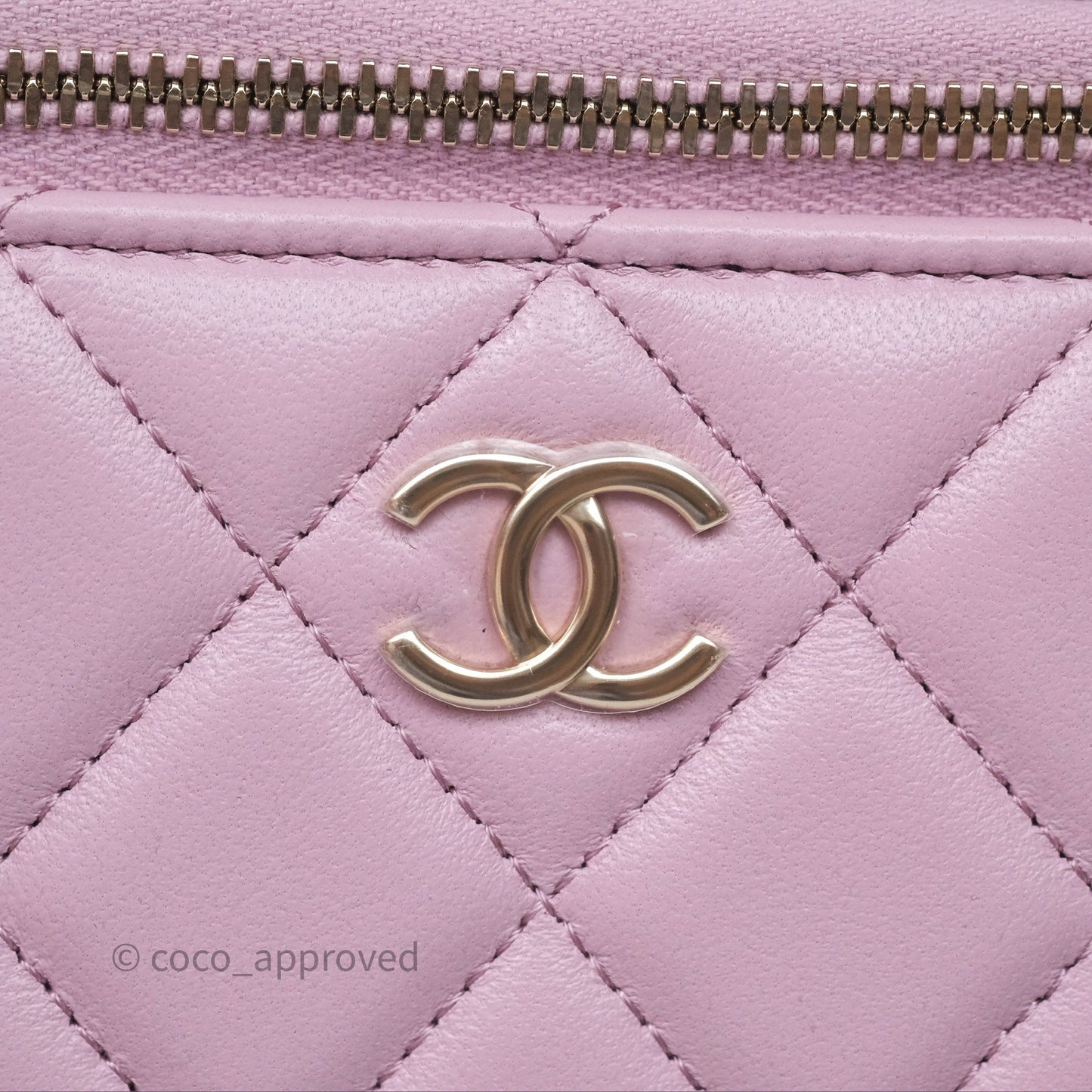 Chanel Vanity Rectangular Top Handle Lilac Lambskin Gold Hardware