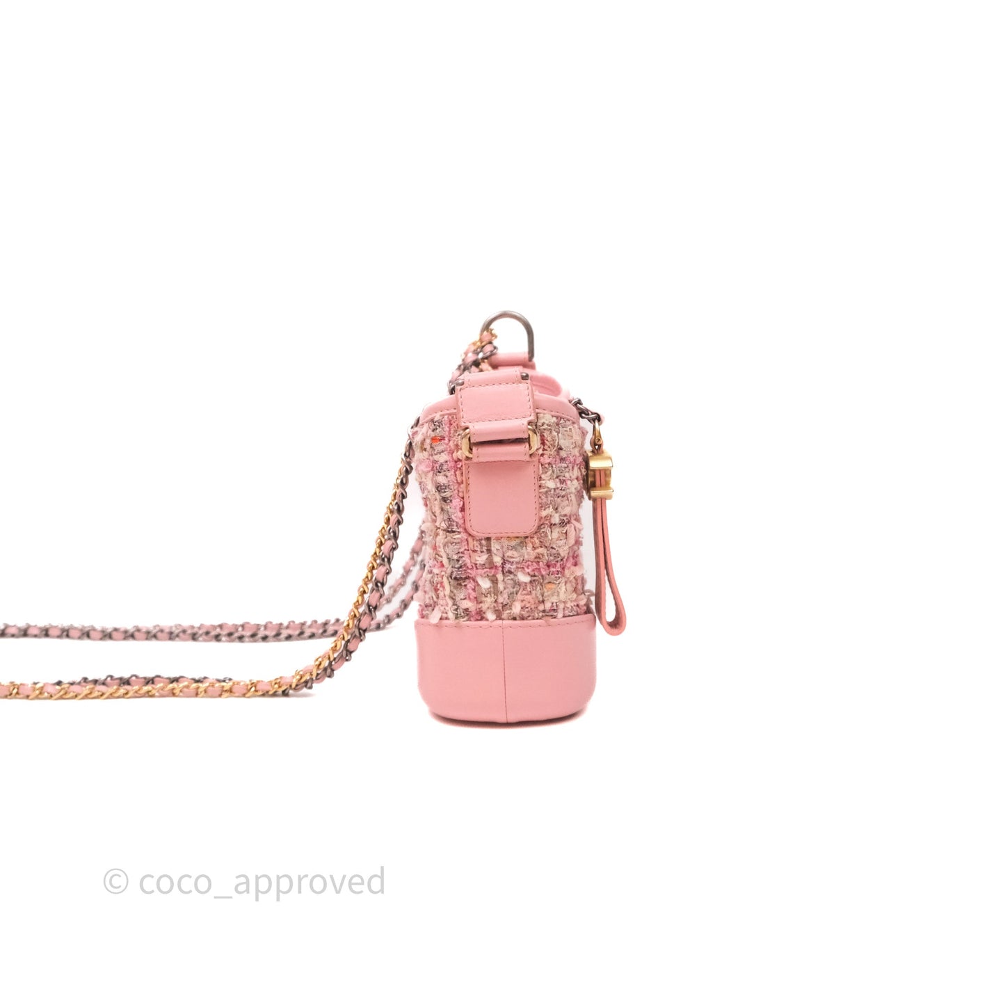 Chanel Small Gabrielle Hobo Quilted Pink Tweed Aged Calfskin