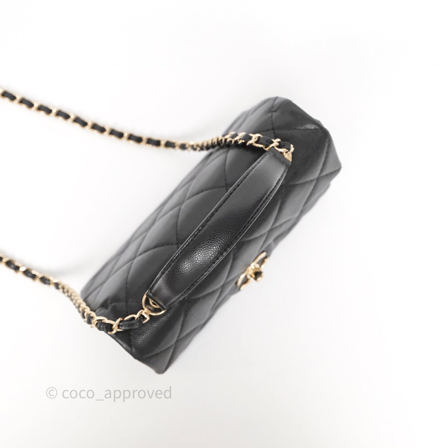 Chanel Quilted Small Top Handle Flap Bag Black Caviar Gold Hardware