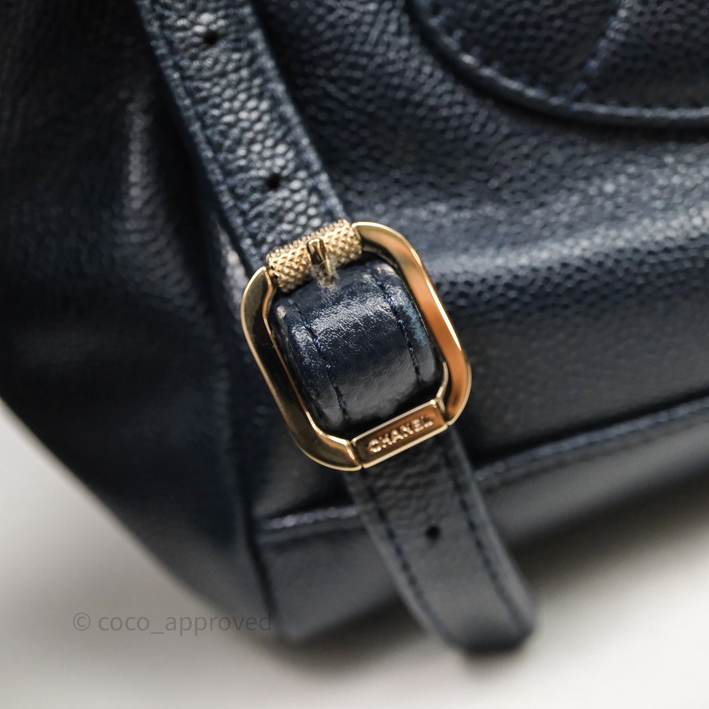 Chanel Quilted Business Affinity Backpack Navy Caviar Light Gold Hardware