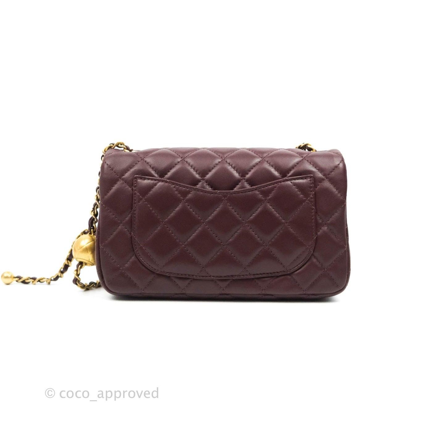 Chanel Mini Rectangular Pearl Crush Quilted Maroon Red Lambskin Gold Hardware