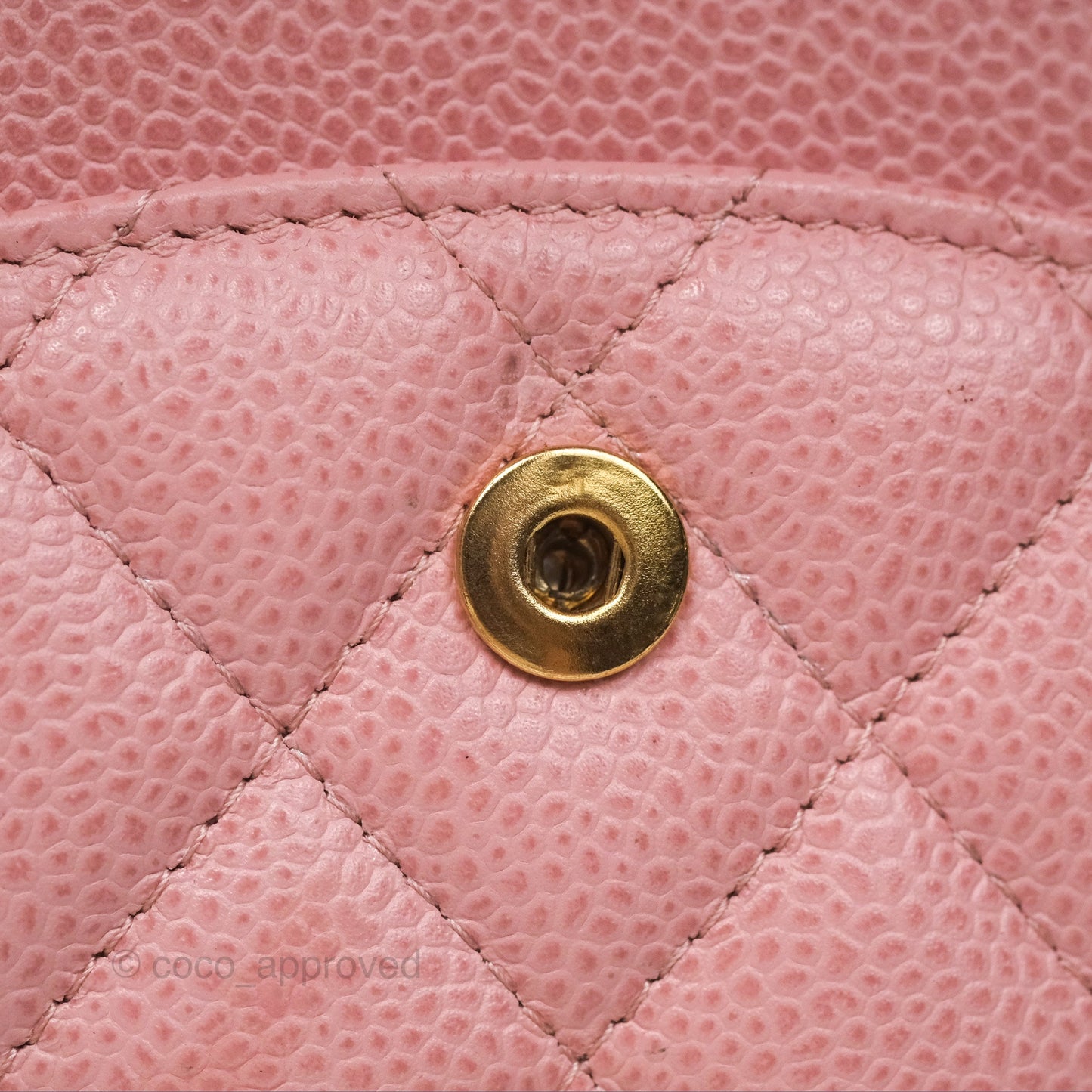 Chanel Vintage Classic M/L Medium Flap Quilted Sakura Pink Caviar 24K Gold Hardware