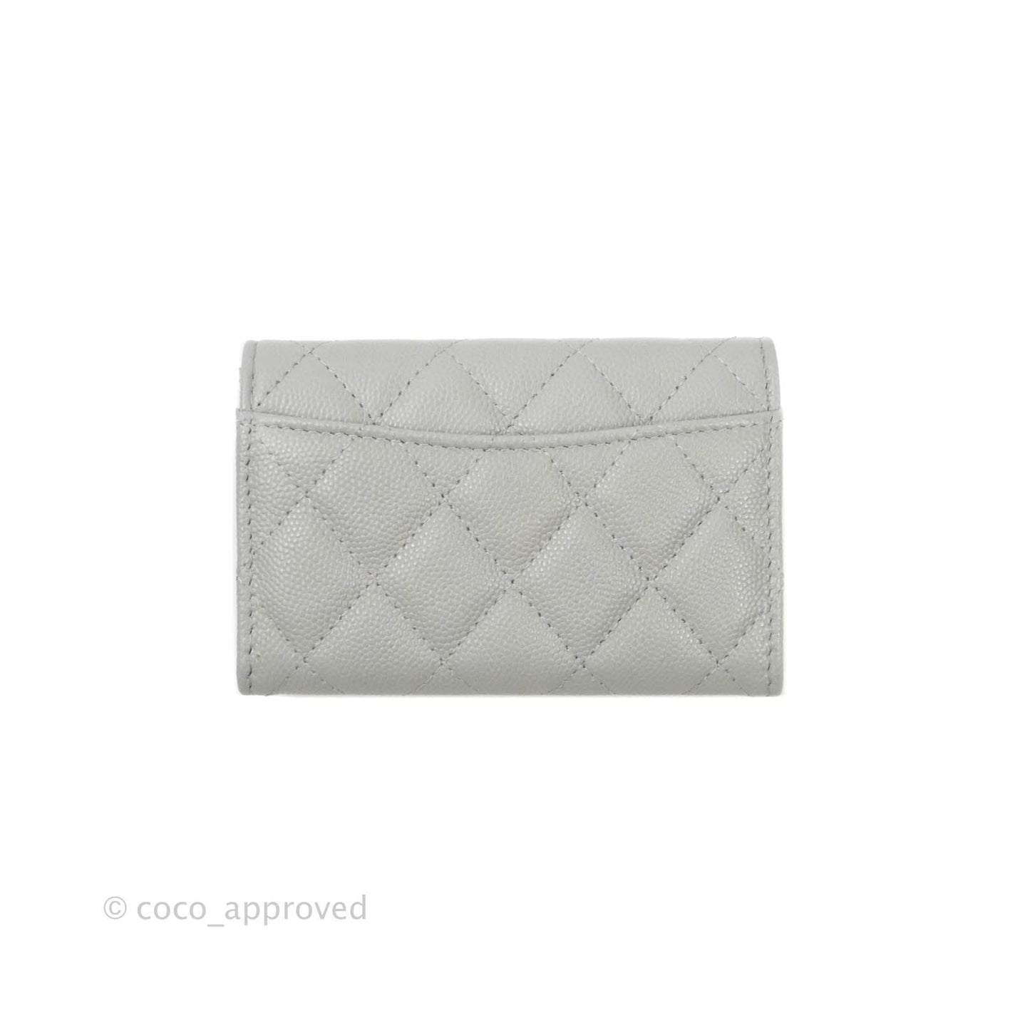 Chanel Caviar Quilted Flap Card Holder Grey Gold Hardware 21A