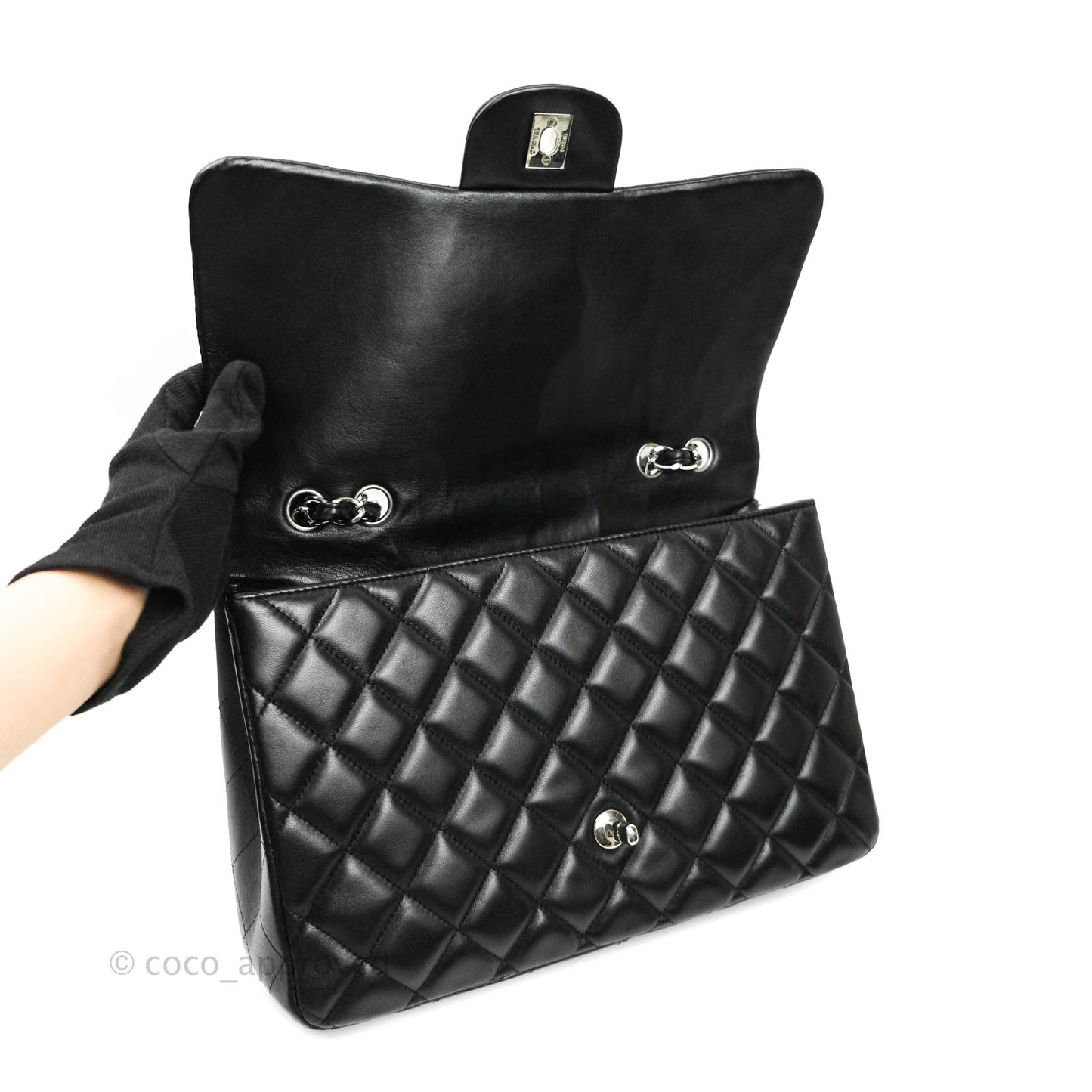 Chanel Jumbo Single Flap Black Lambskin Silver Hardware⁣⁣