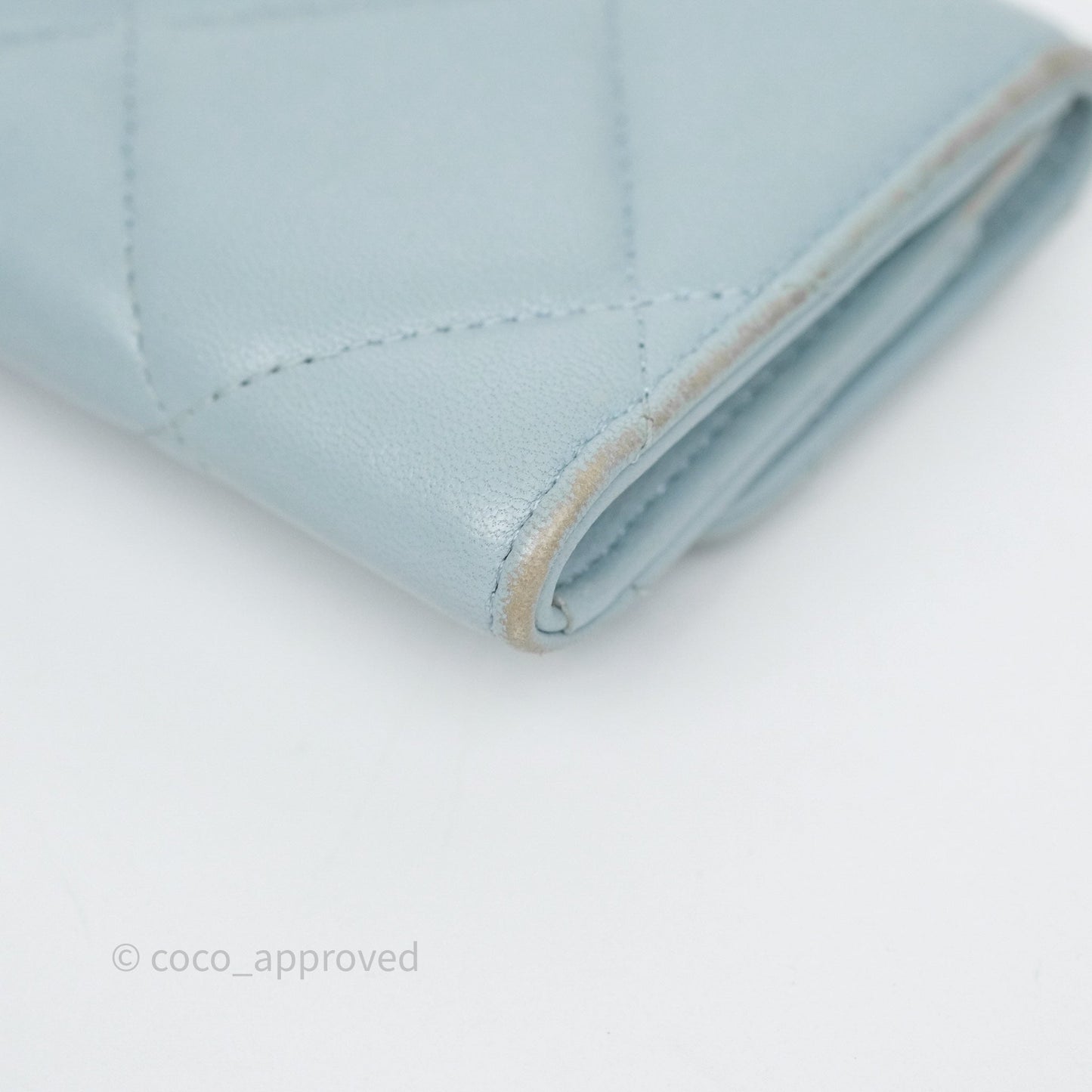 Chanel 19 Flap Card Holder Light Blue Lambskin