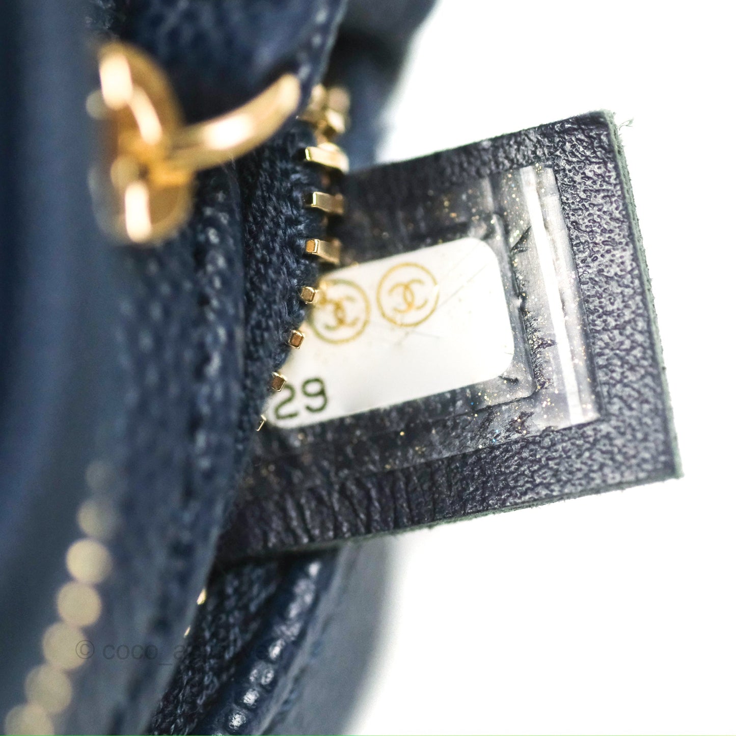 Chanel Quilted Caviar Waist Bag Navy Gold Hardware With Detachable Pouch