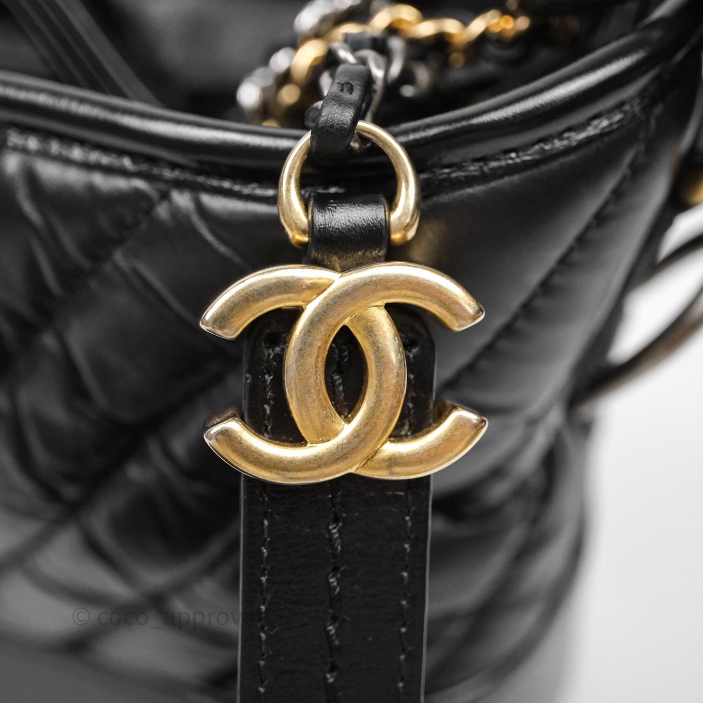 Chanel Small Gabrielle Hobo Chevron Black Aged Calfskin
