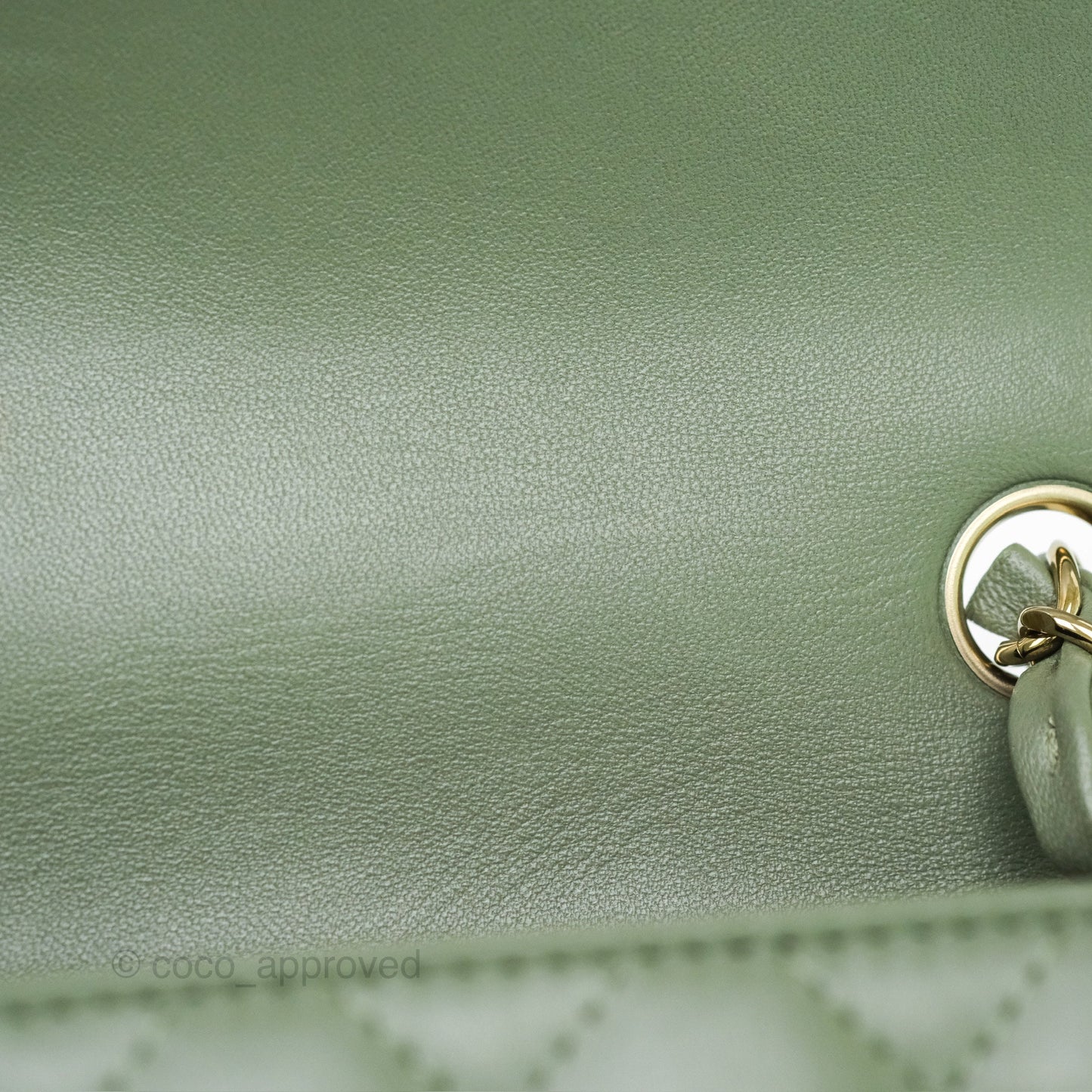 Chanel Mini Square Flap Quilted Olive Green Lambskin Gold Hardware