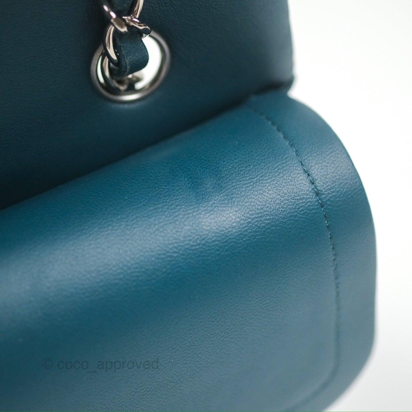 Chanel Classic M/L Medium Flap Quilted Teal Lambskin Silver Hardware