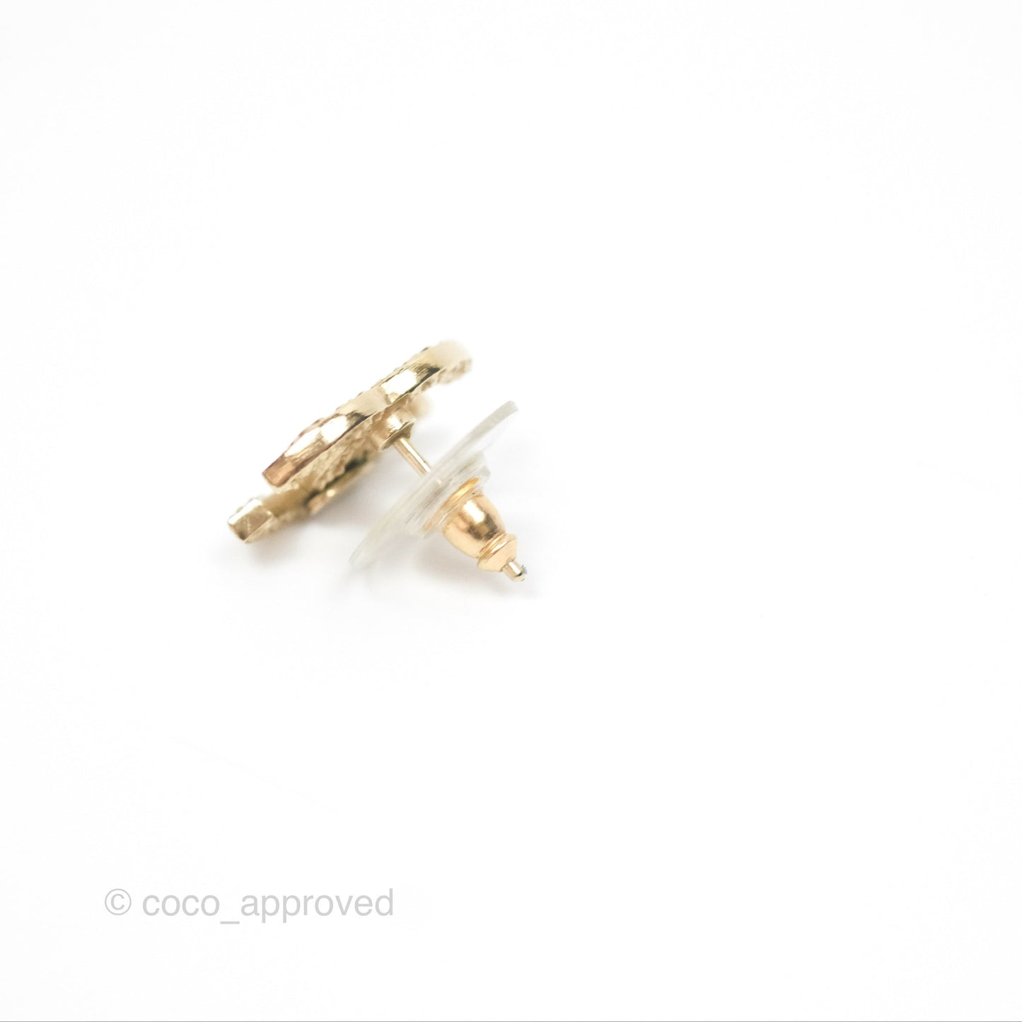 Chanel CC Earrings Gold Tone 14C