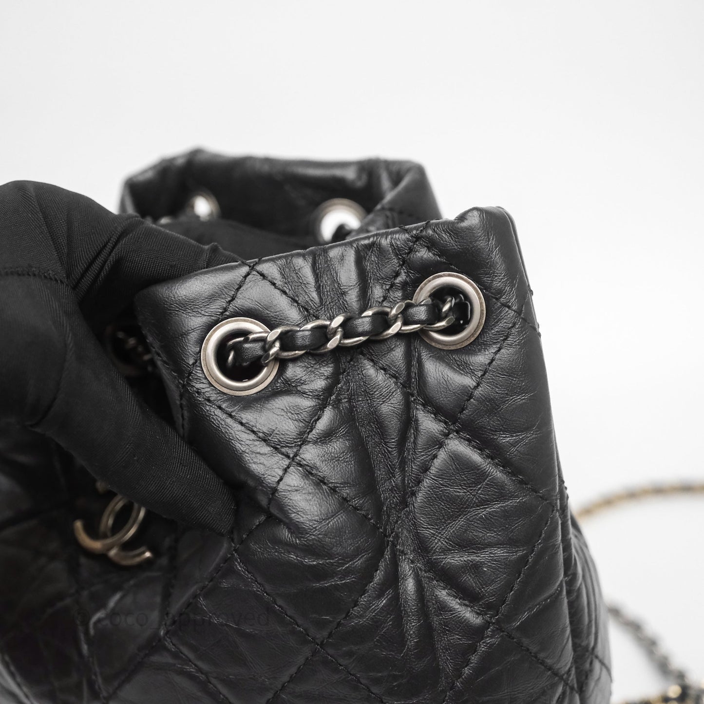 Chanel Small Gabrielle Backpack Quilted Black Aged Calfskin