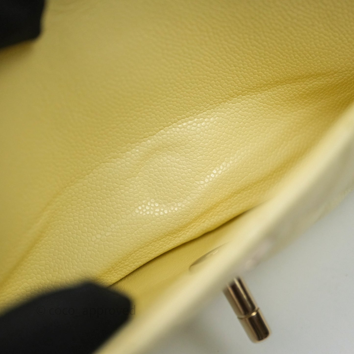 Chanel Small Classic Quilted Flap Yellow Caviar Gold Hardware