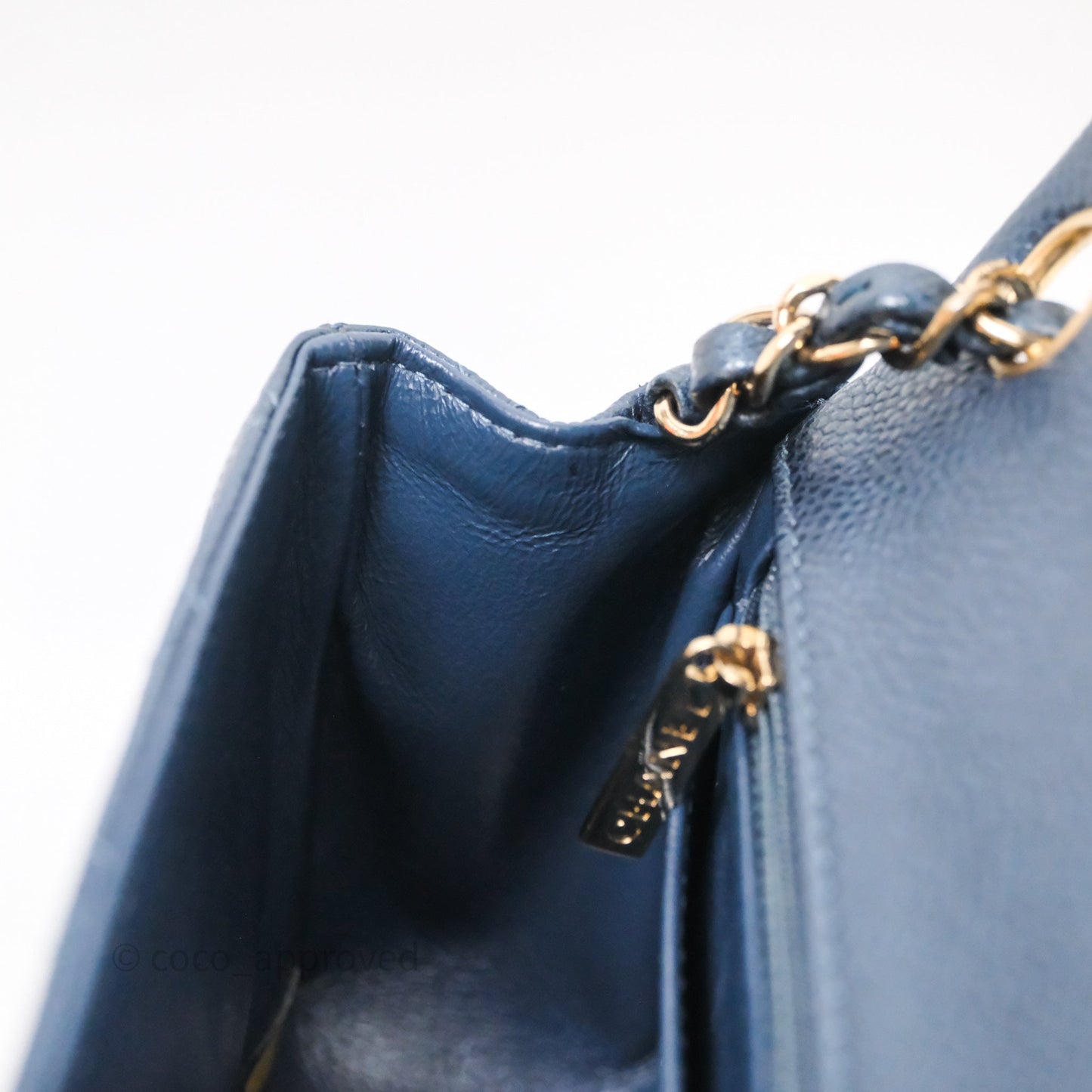 Chanel Quilted Mini Square Iridescent Navy Caviar Gold Hardware
