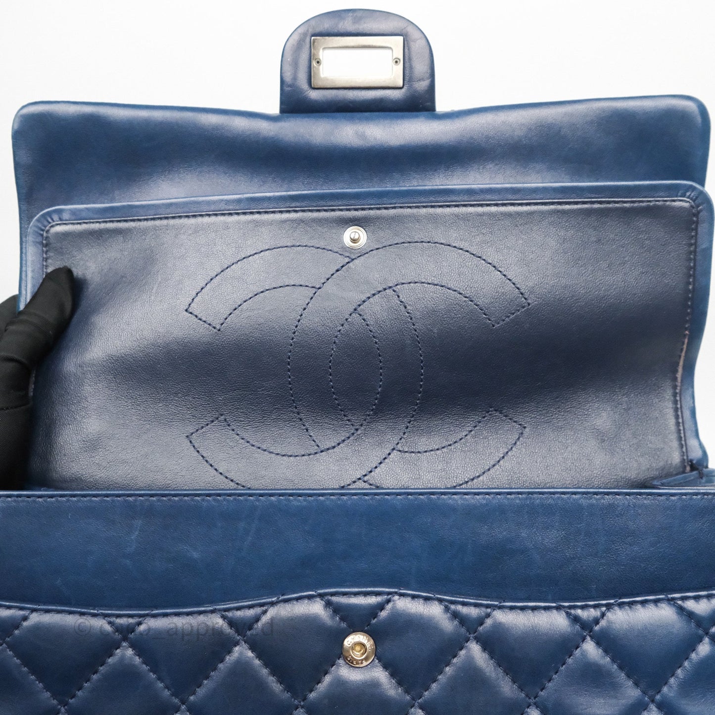Chanel Reissue 227 Quilted Navy Lambskin Ruthenium Hardware