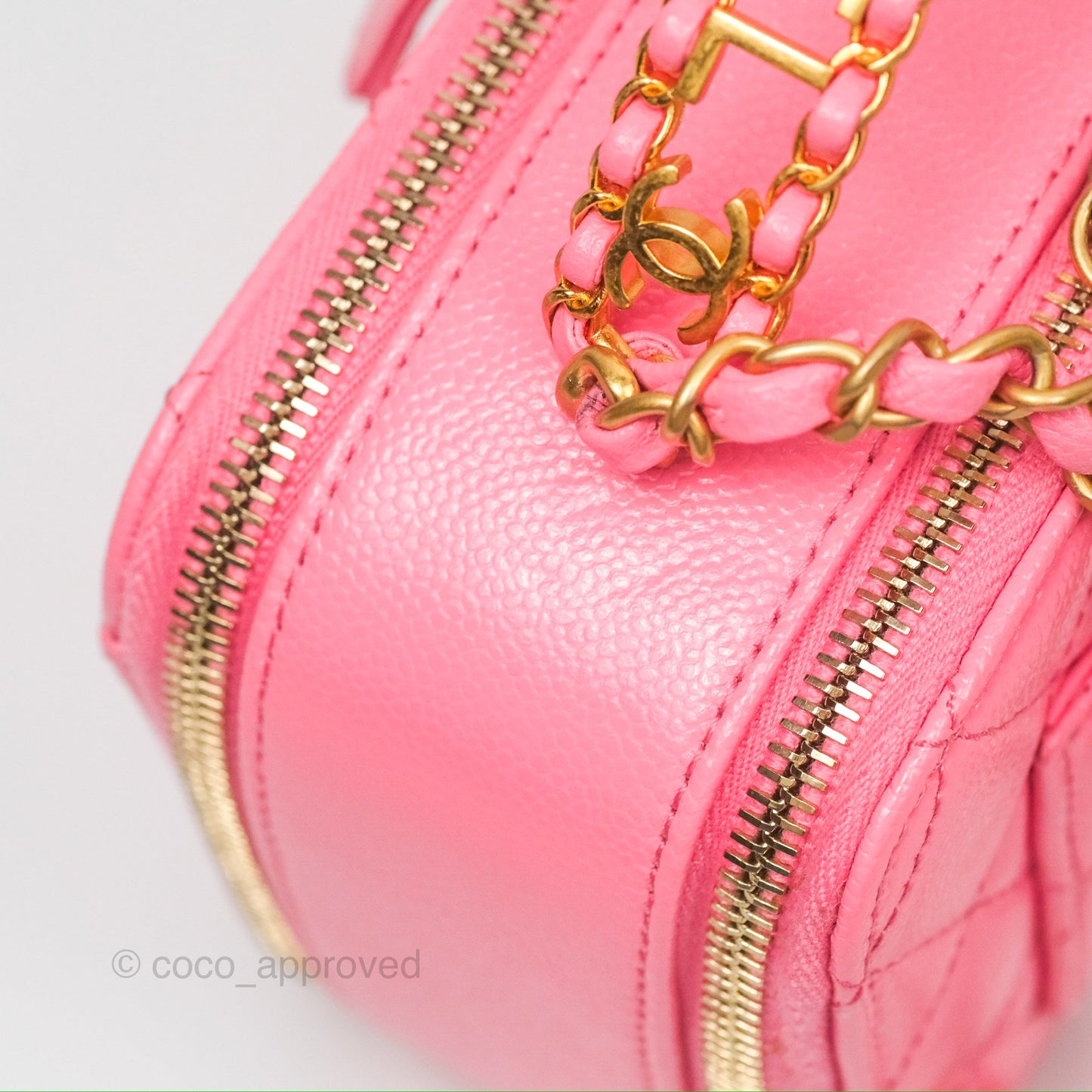 Chanel Caviar Quilted Pick Me Up Small Vanity Case Hot Pink