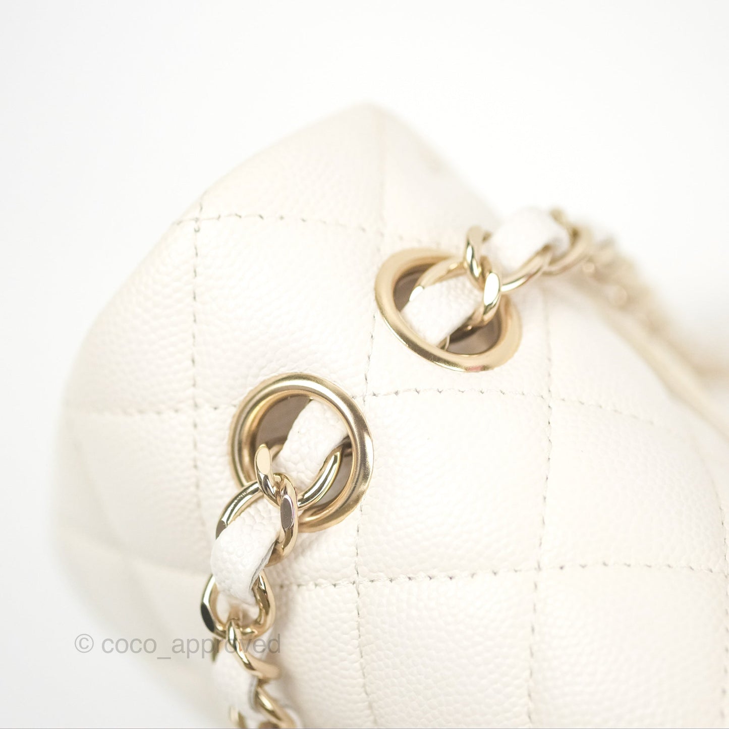 Chanel Small Classic Quilted Flap White Caviar Gold Hardware
