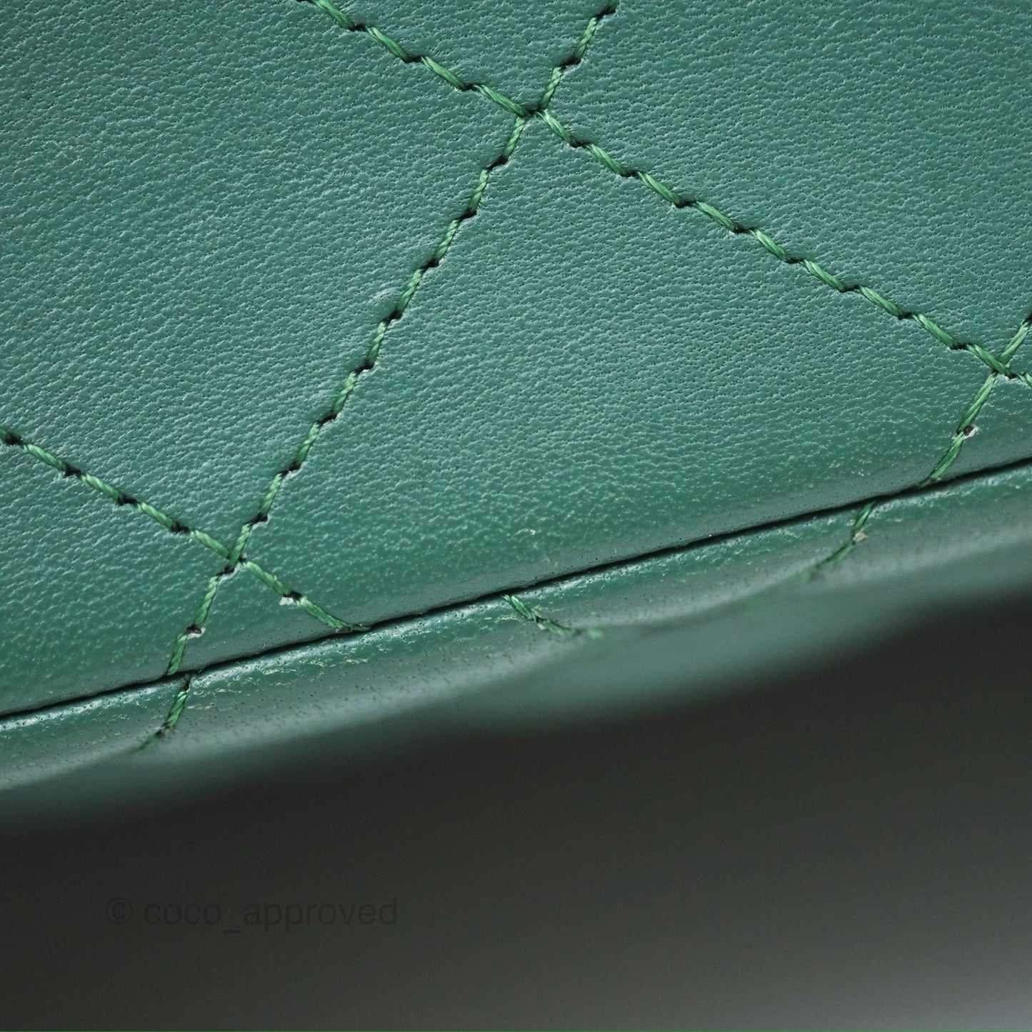 Chanel Mini Square Quilted Green Lambskin Silver Hardware