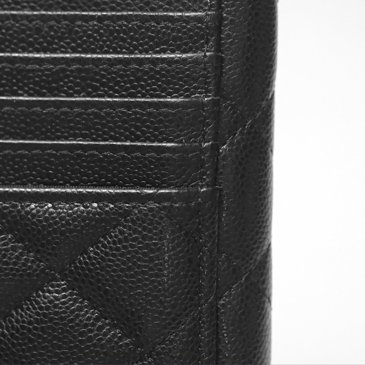 Chanel Quilted Zip Card Holder Black Caviar Silver Hardware