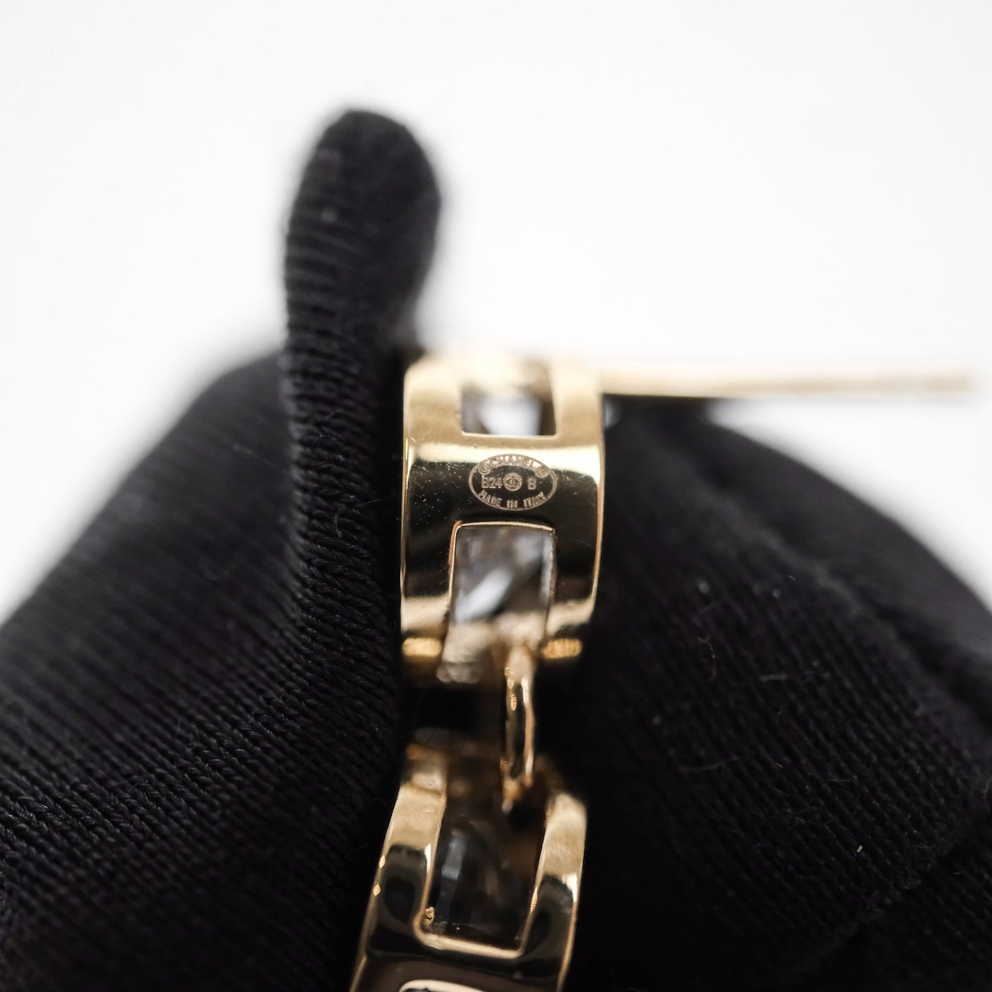 Chanel CC Logo Crystal Gold Tone Drop Earrings 24B