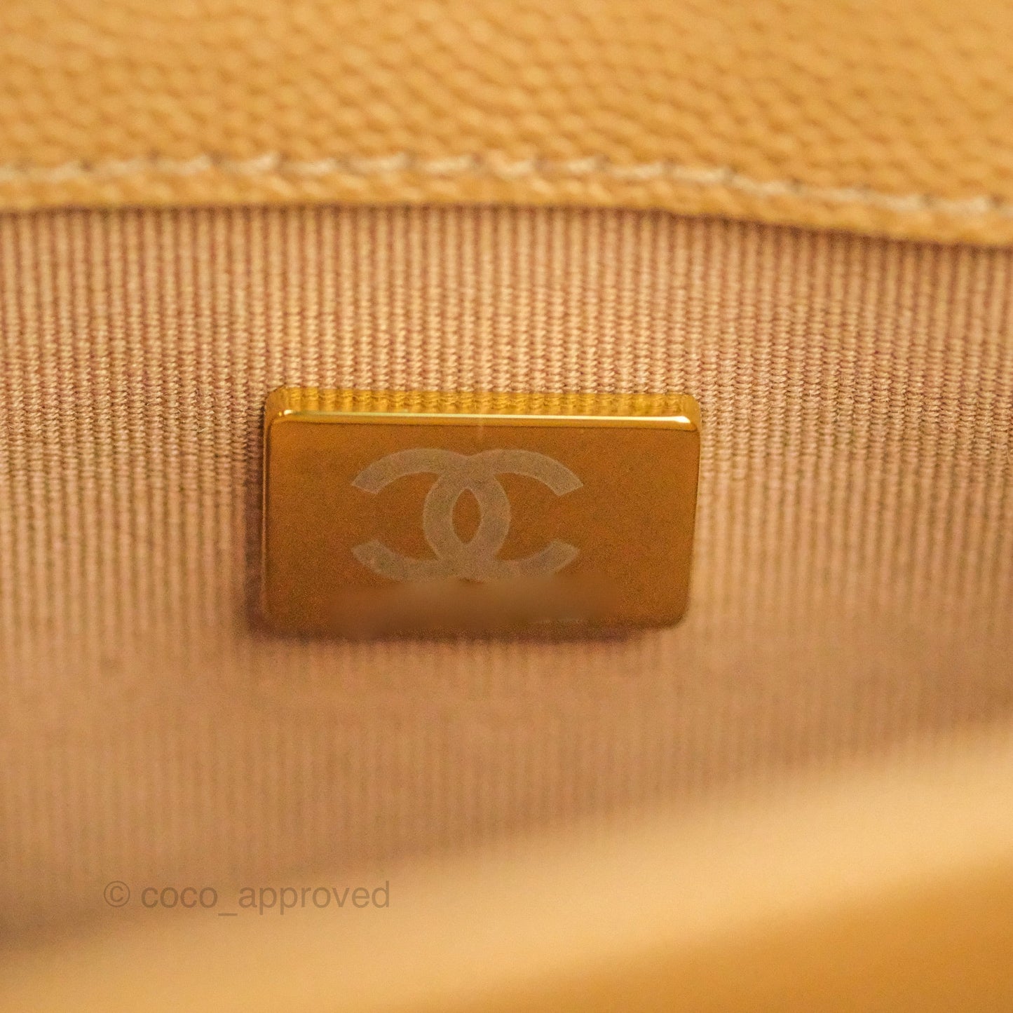 Chanel Mini Messenger Bag Beige Caviar Gold Hardware 21K