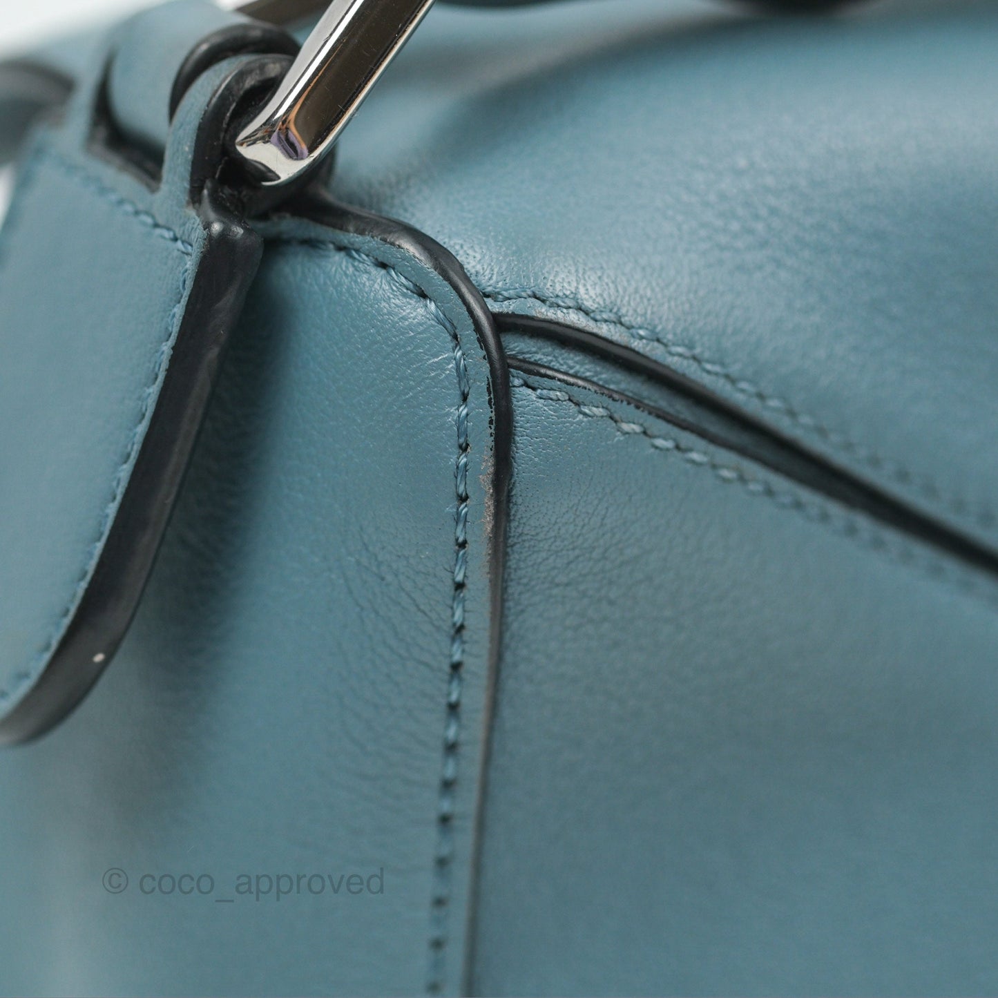 Loewe Small Puzzle Bag Stone Blue Calfskin Silver Hardware