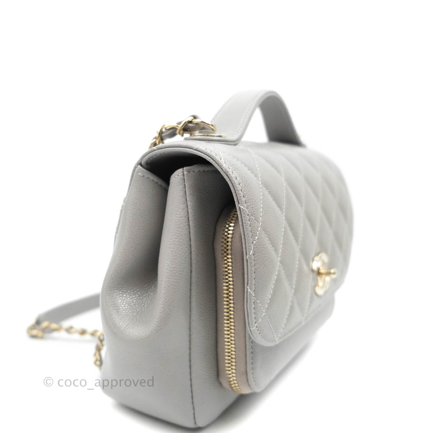 Chanel Quilted Medium Business Affinity Flap Grey Caviar Gold Hardware