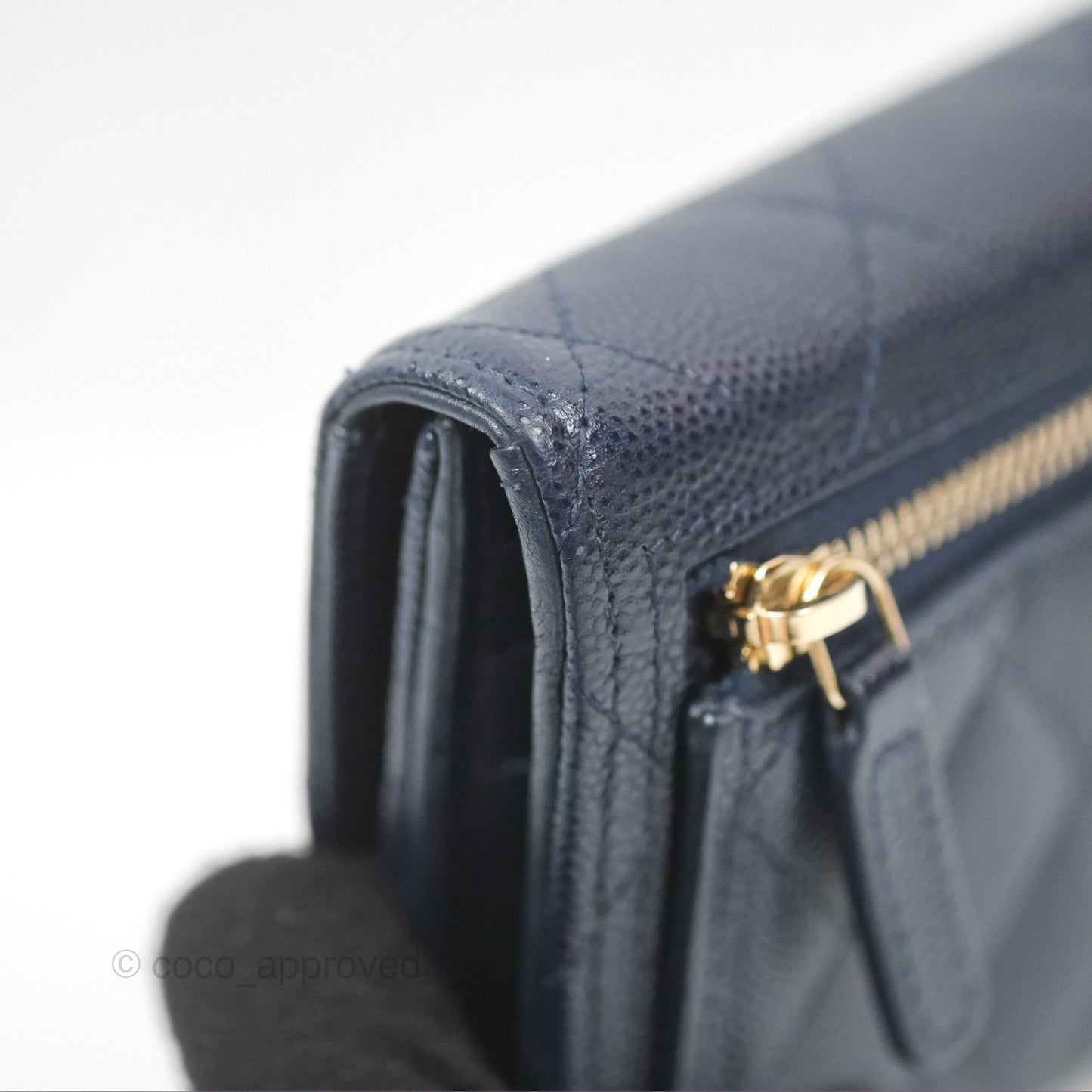 Chanel Classic Short Flap Wallet Navy Caviar Gold Hardware