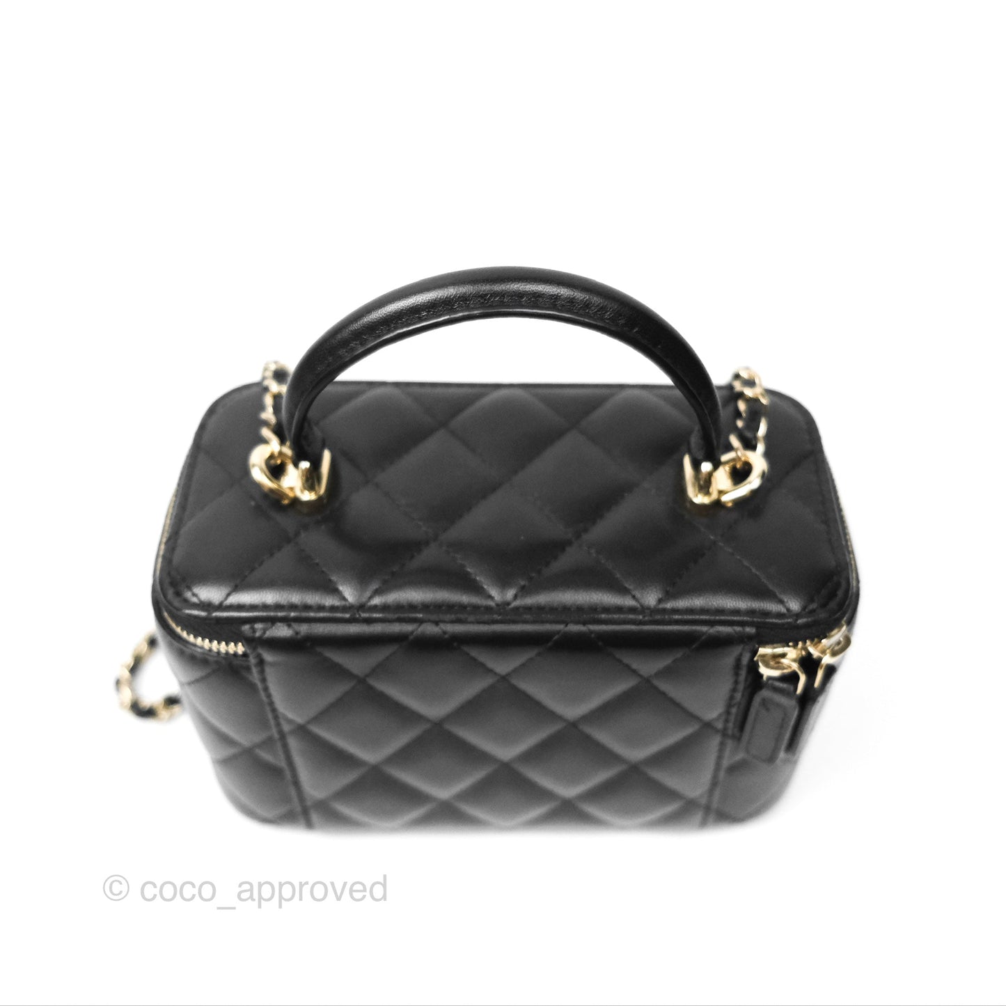 Chanel Vanity Rectangular Top Handle Black Lambskin Gold Hardware