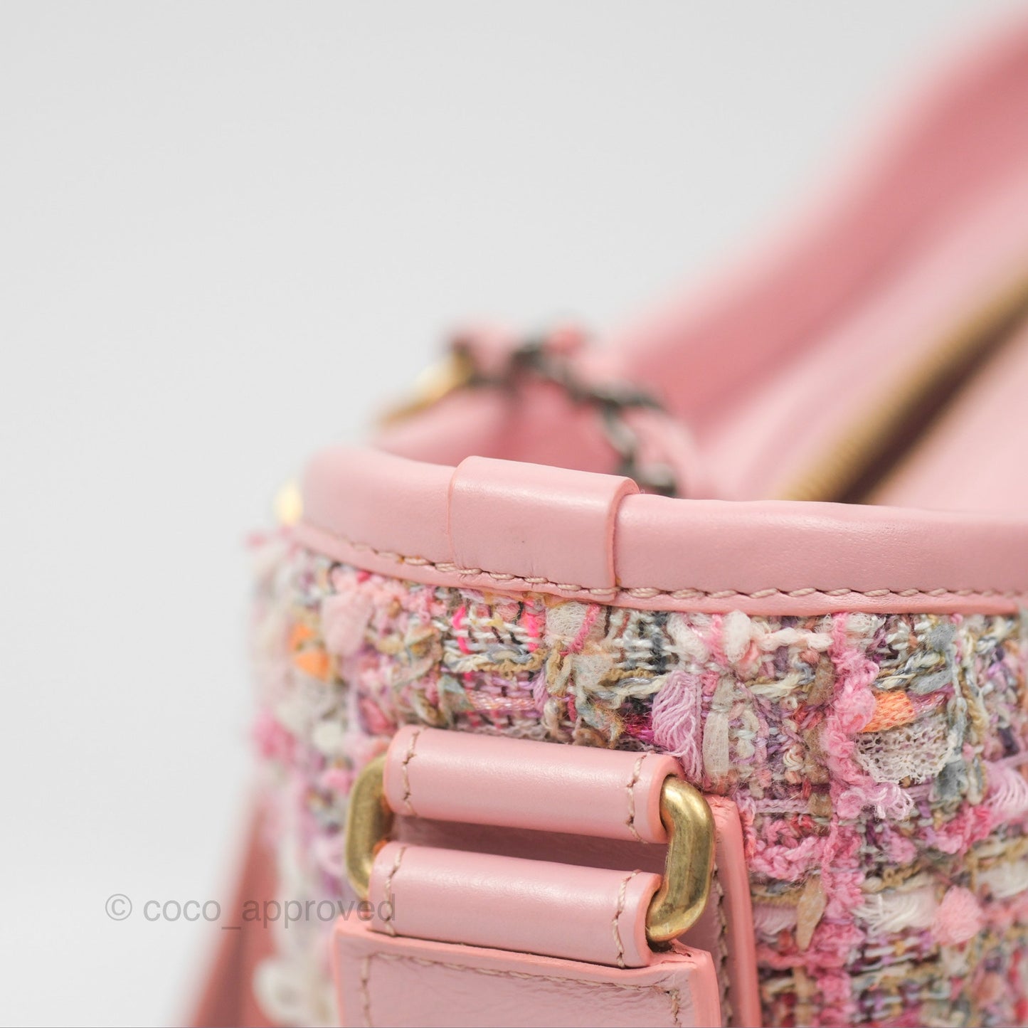 Chanel Small Gabrielle Hobo Quilted Pink Tweed Aged Calfskin