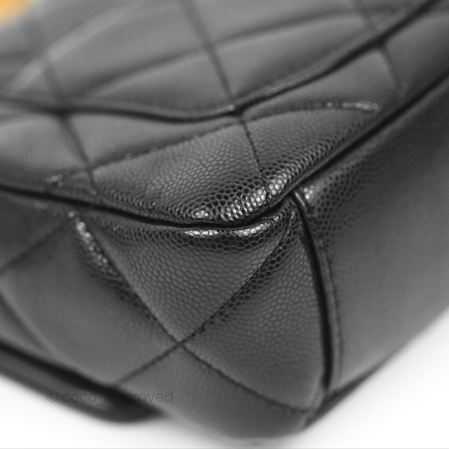 Chanel Small Flap with Coin Charm Black Caviar Aged Gold Hardware 22A