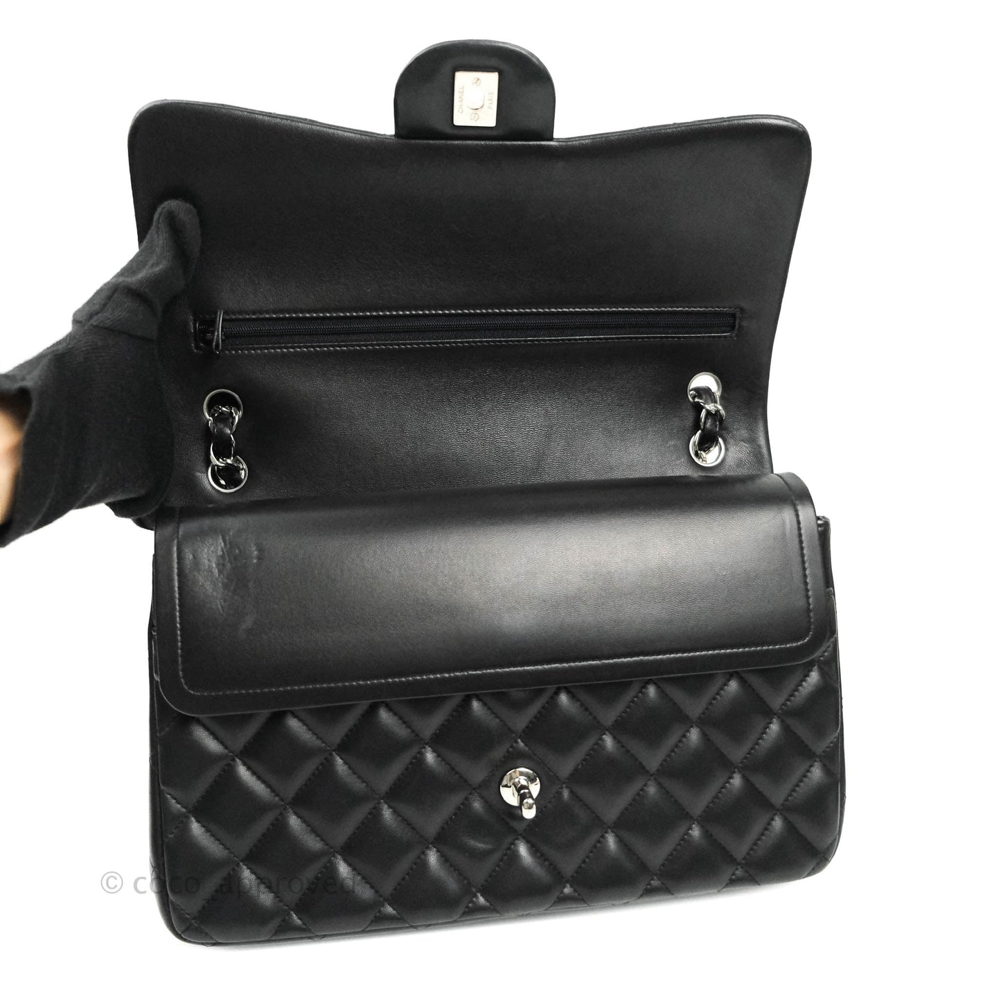 Chanel Jumbo Double Flap Black Lambskin Silver Hardware⁣⁣