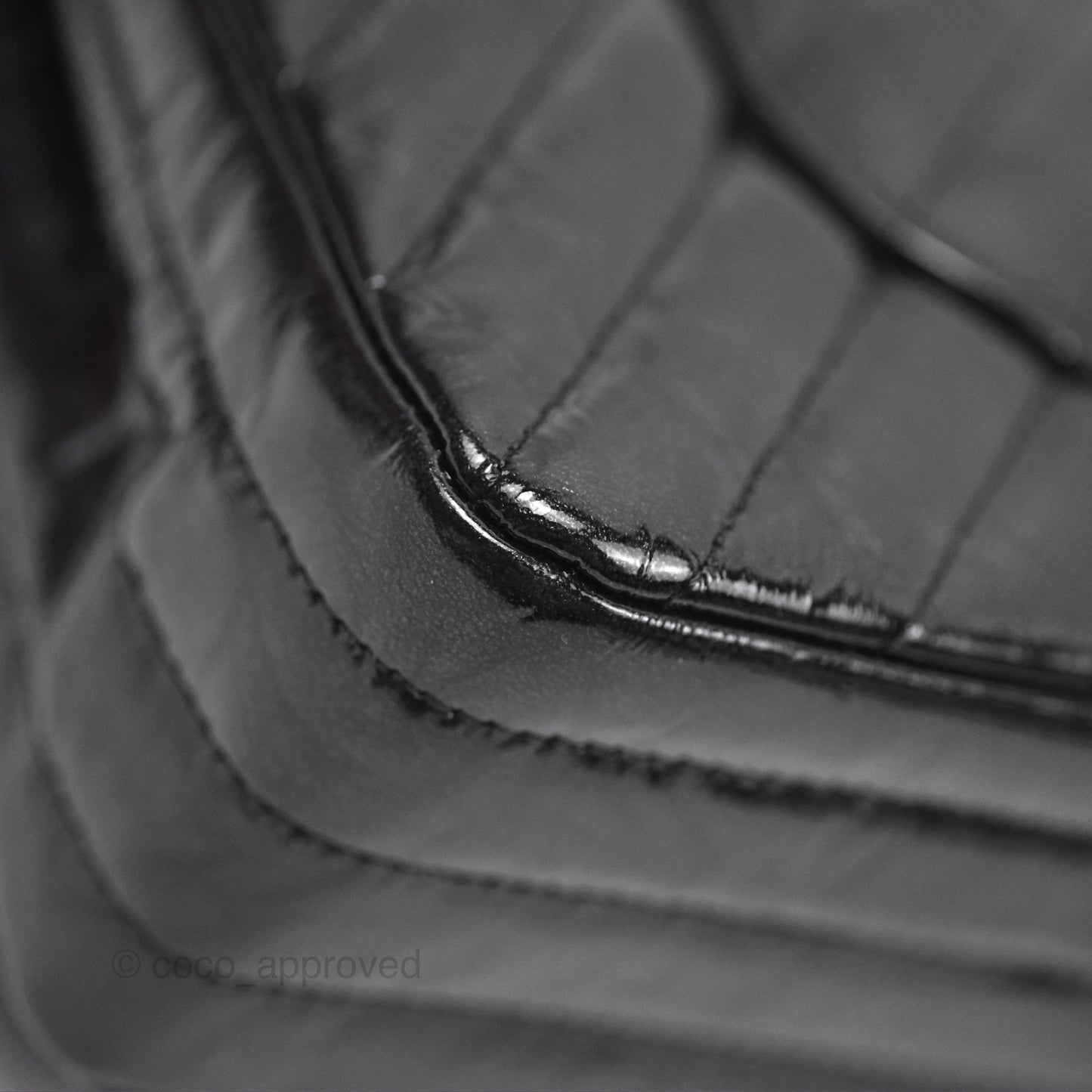 Chanel Classic Chevron M/L Medium Double Flap So Black Patent Calfskin